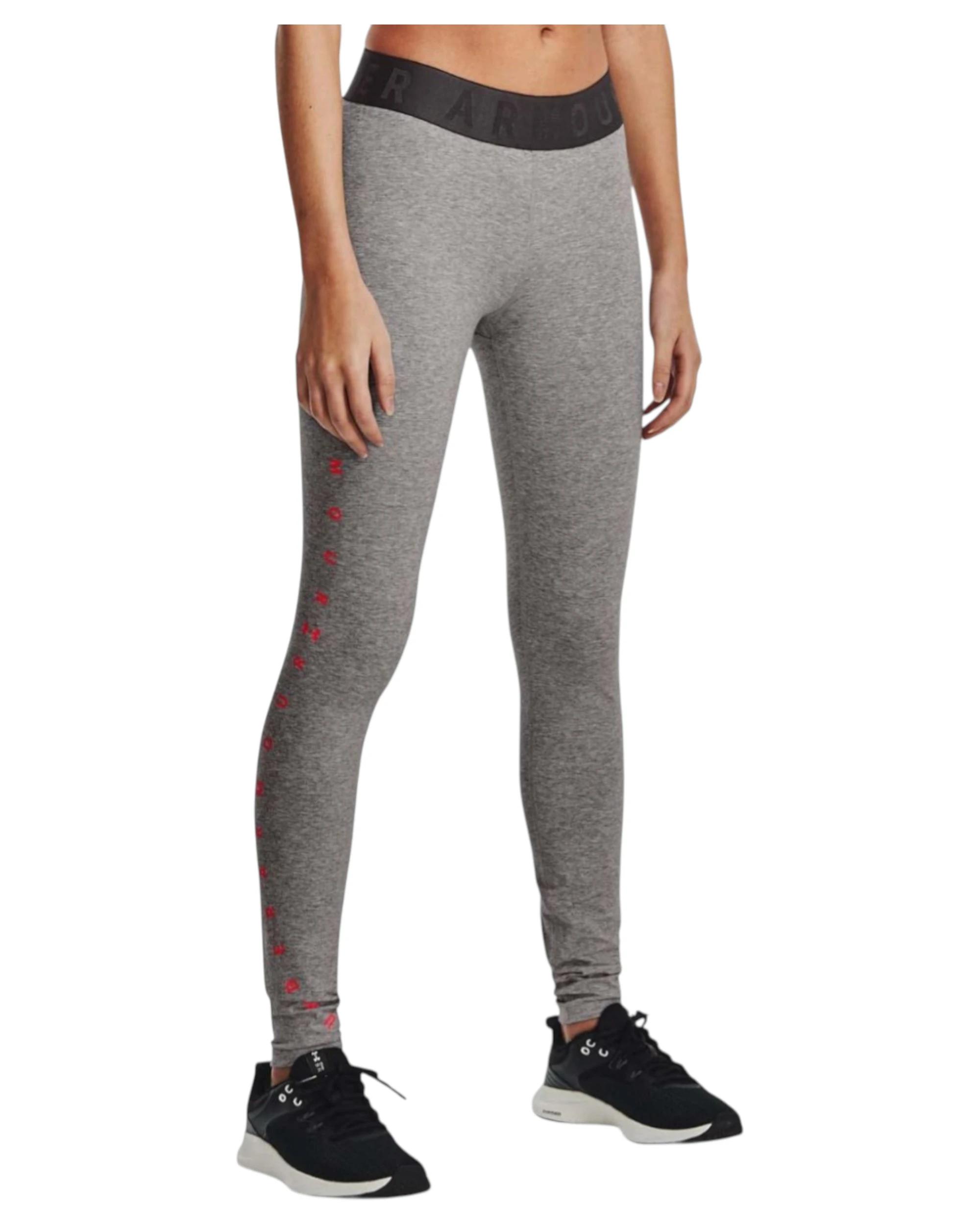 1 Under Armour Womens Graphic Grey Workout Leggings CHARCOAL/HEATHER/BLACK, 1 of 4