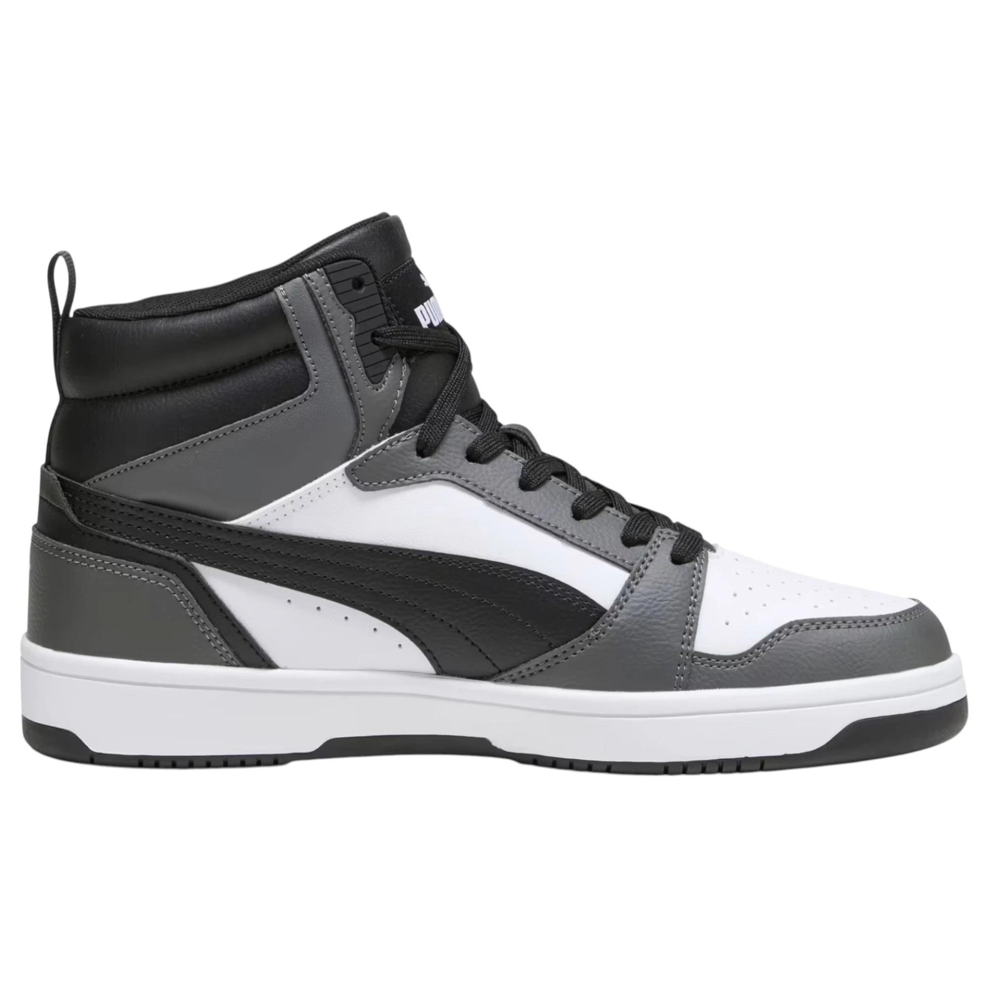 1 Puma Mens Rebound V6 Sneakers White/ Black/ Grey Shoes WHITE/BLACK/GREY, 1 of 7
