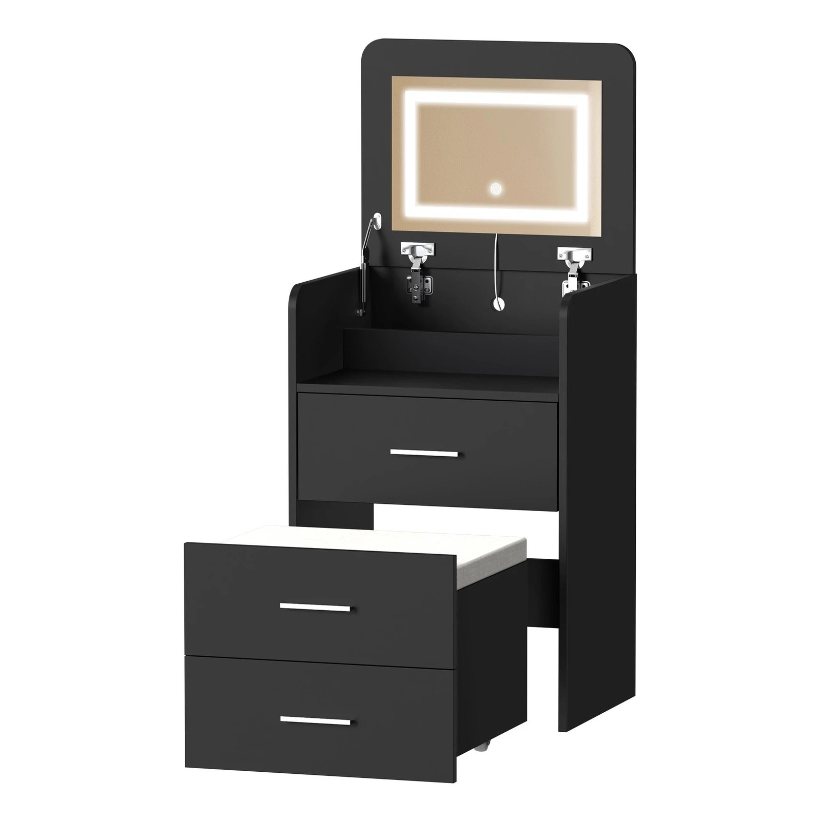 1 Alfordson Dressing Table Stool Set 2-In-1 Makeup Mirror Vanity Desk - Black, 1 of 10