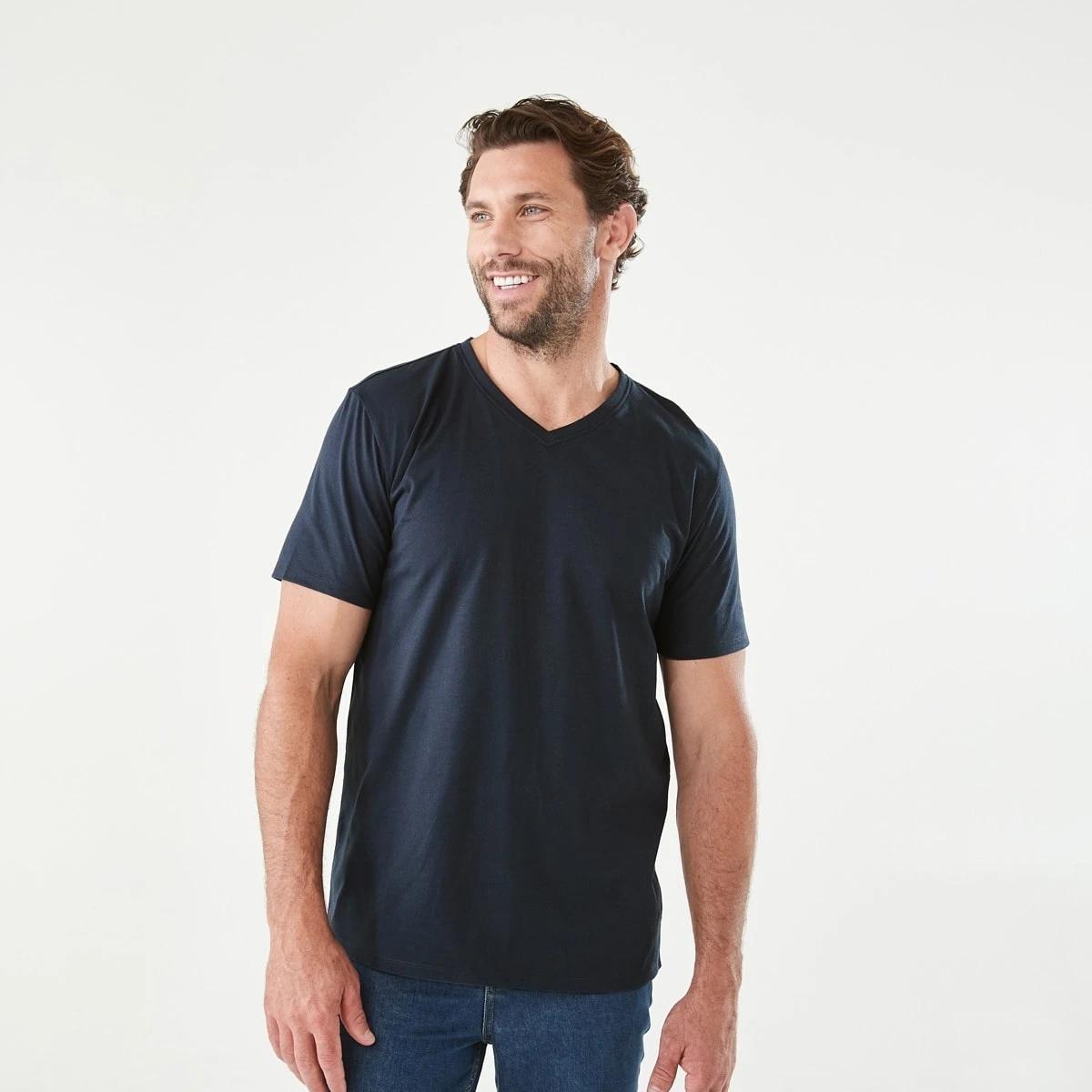 1 Plain V-Neck T-shirt Blu Night, 1 of 5