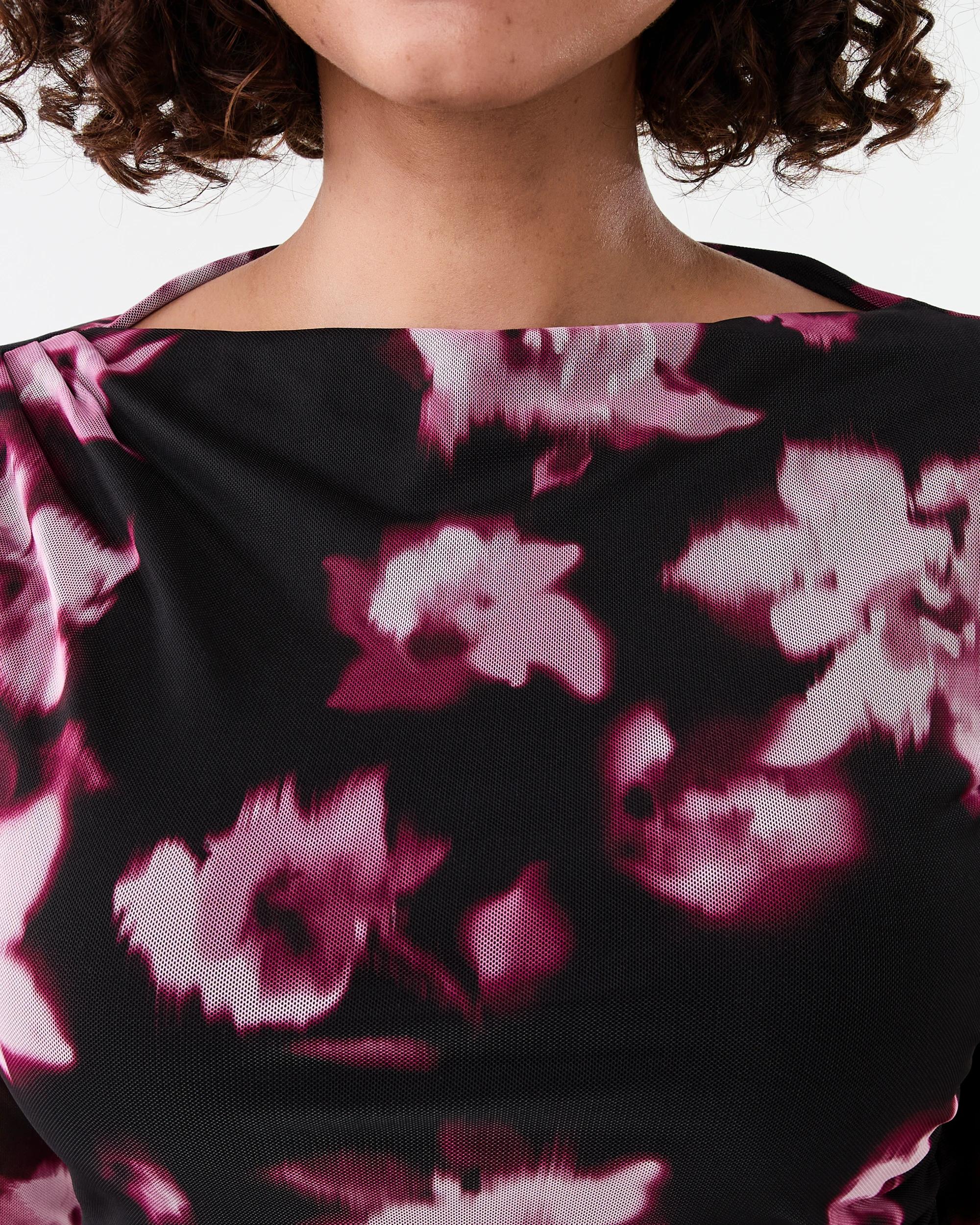 5 Long Sleeve Mesh Drape Top Blk Florl, 5 of 7