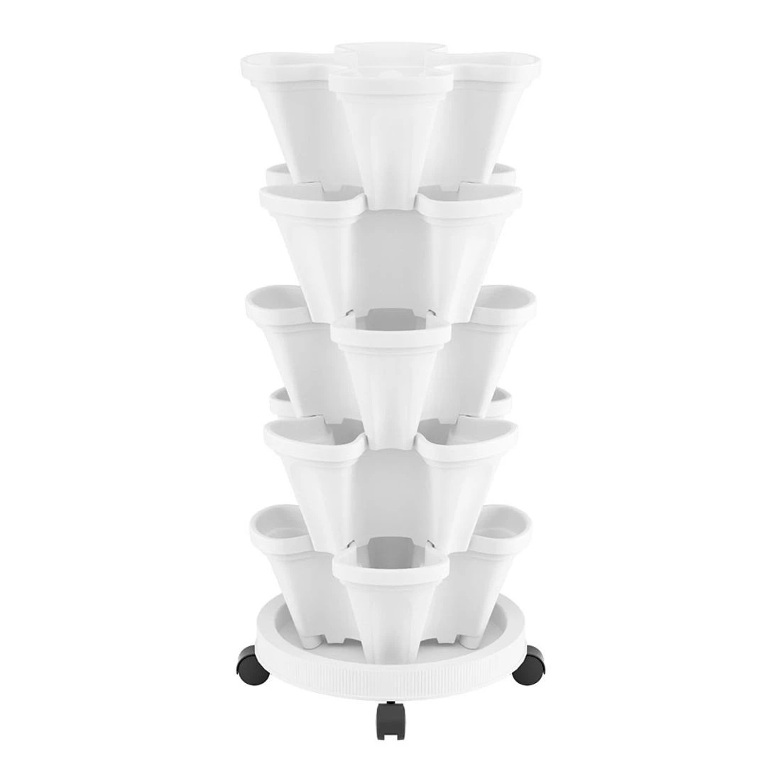 3 Green Fingers Garden Bed 5 Tier Vertical Garden Strawberry Stackable Planters Herbs Petunias - White, 3 of 6