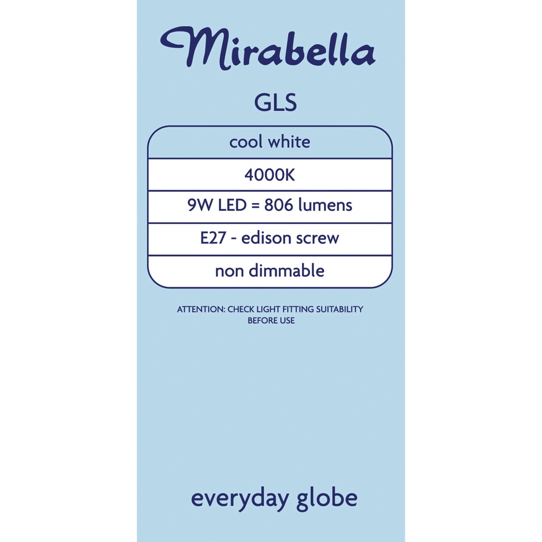 4 Mirabella E27 9W LED Cool White GLS Everyday Globe, 4 of 6