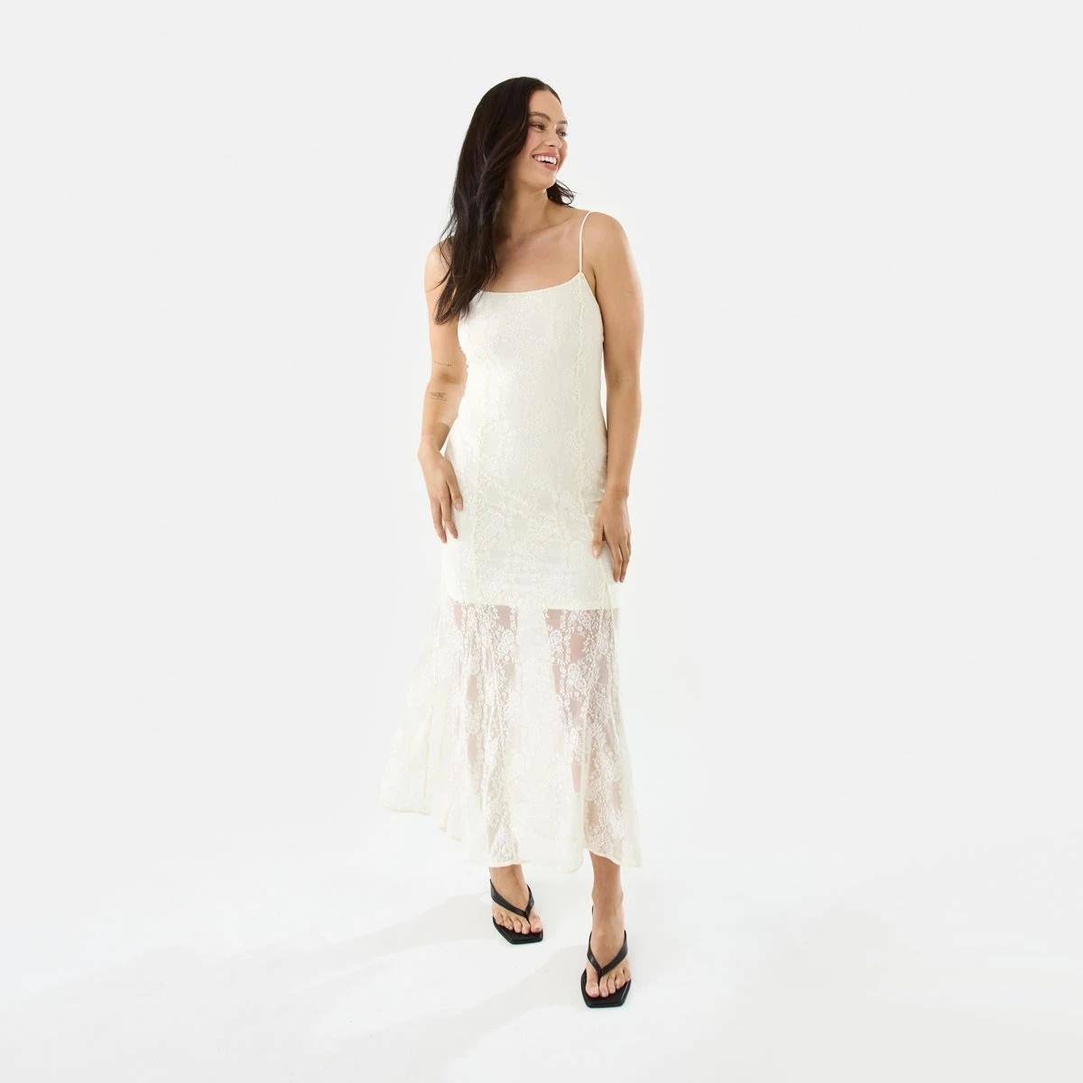 1 Sleeveless Lace Maxi Dress Prtn White, 1 of 10