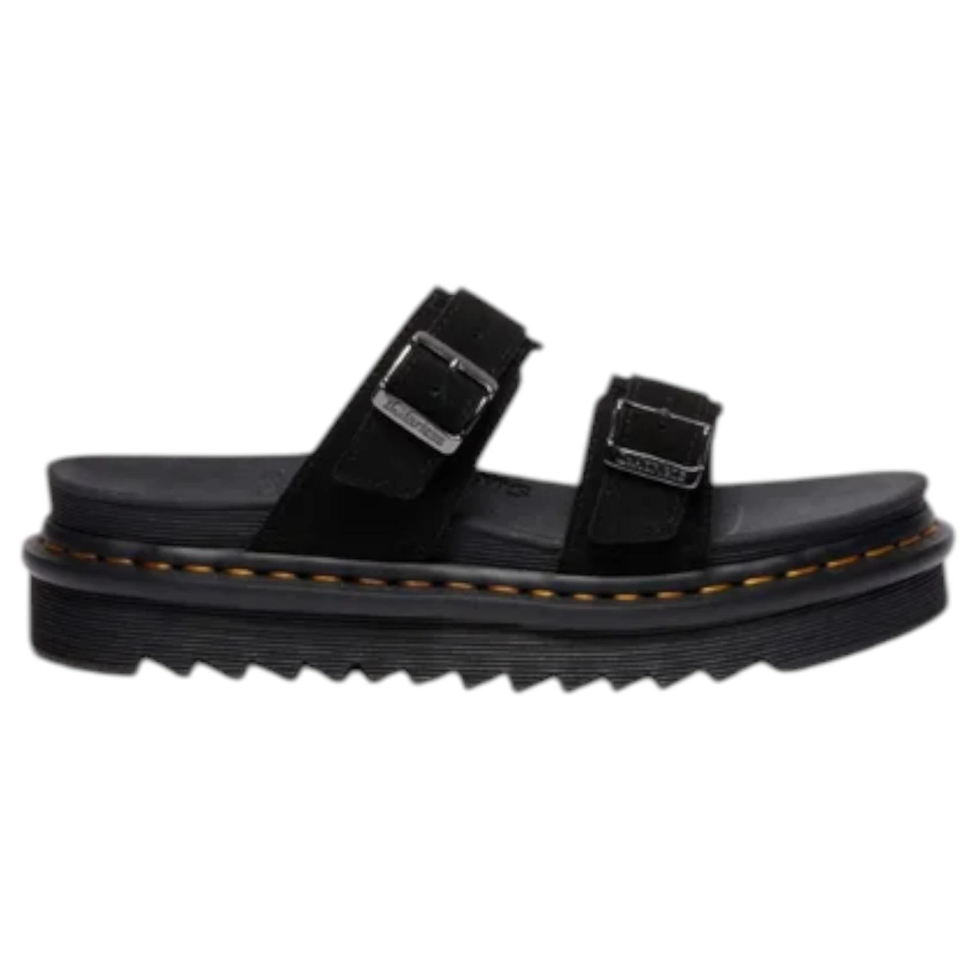 2 Dr. Martens Mens Myles Long Napped Suede Sandals Shoes BLACK, 2 of 7