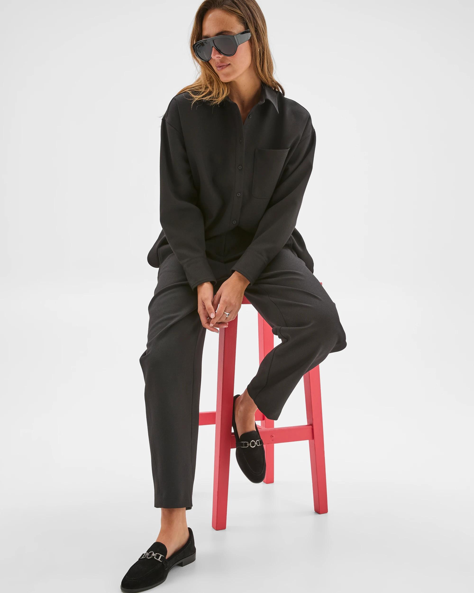 1 Preview Barrel Leg Set Dressing Pants BLACK, 1 of 7