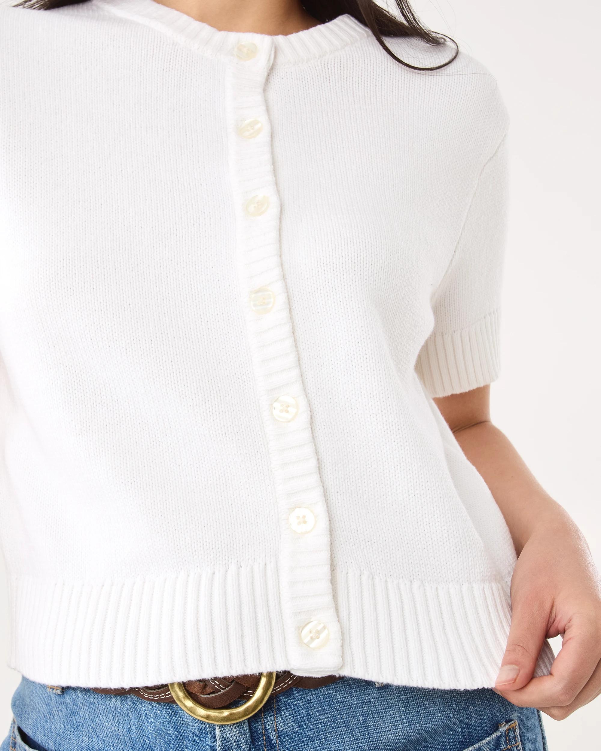 8 Short Sleeve Button Up Cardigan White, 8 of 8