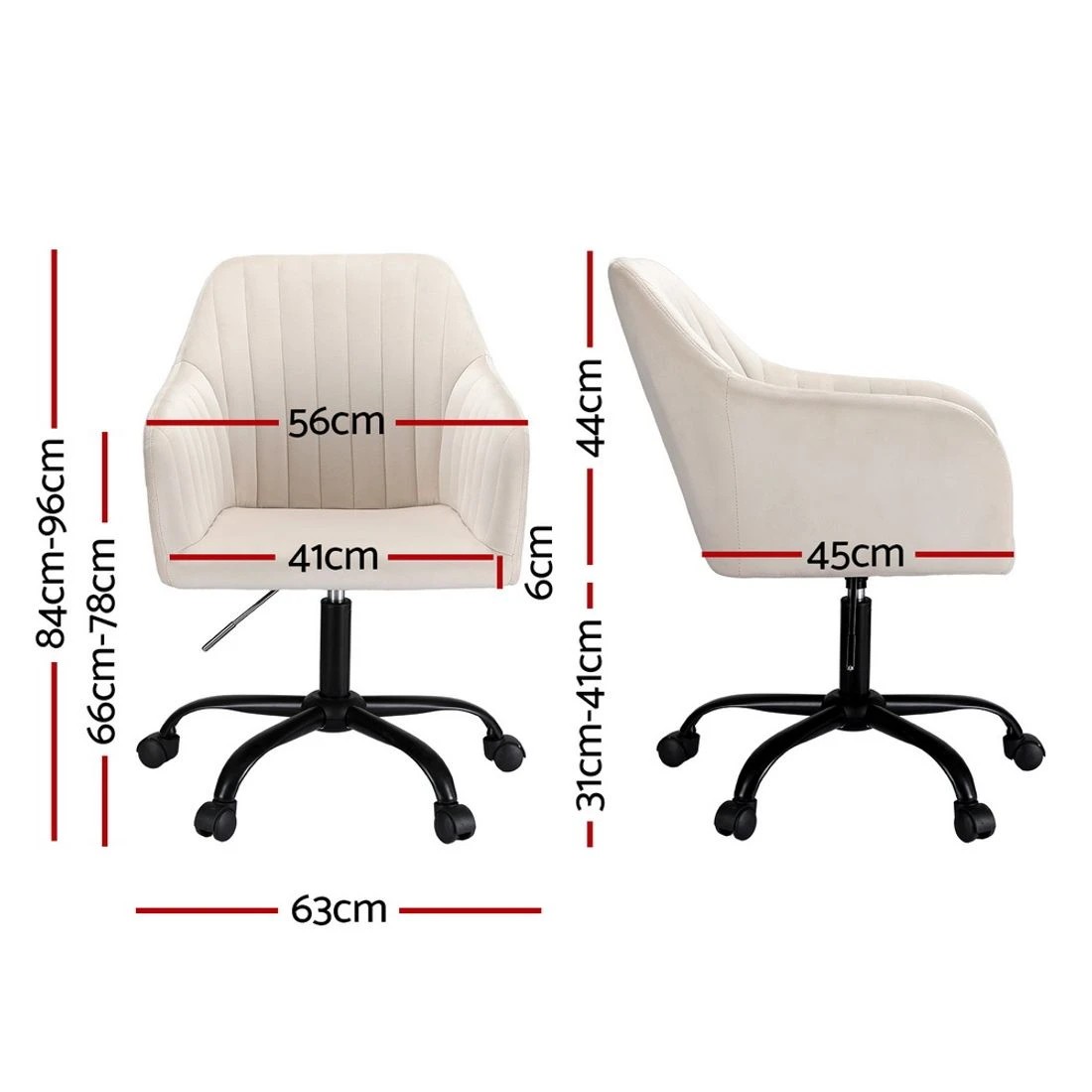 2 Artiss Office Chair Velvet Seat - White, 2 of 7