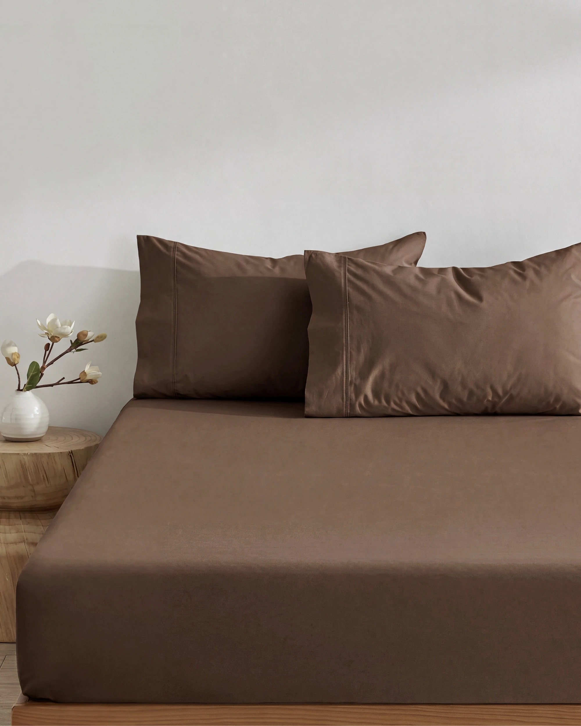 2 Dreamaker 300TC Cotton Percale Combo Fitted Sheet Set - Double Bed - Chocolate, 2 of 6