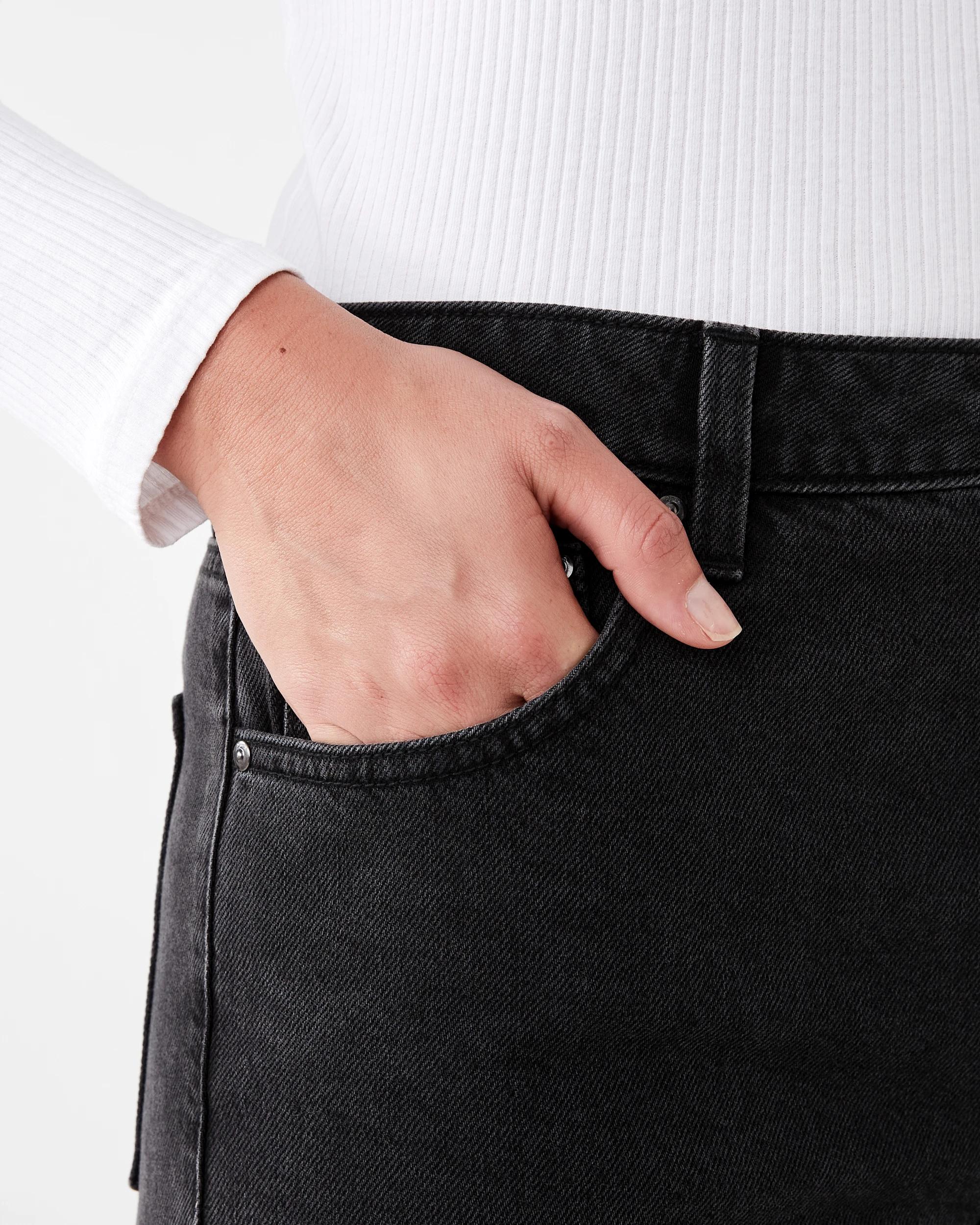 5 Straight Leg Undone Hem Jeans Black Wash, 5 of 9