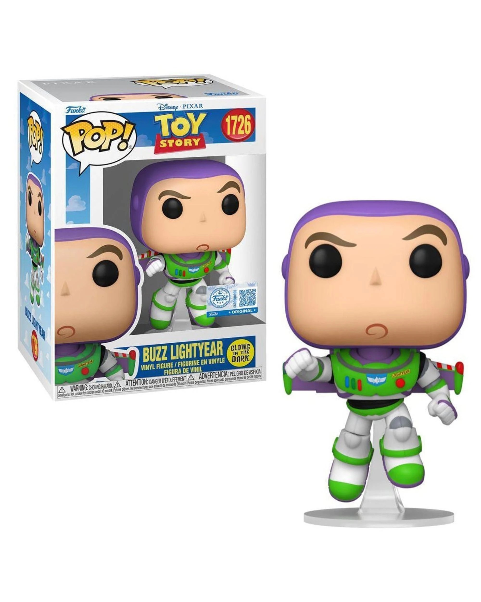 1 Disney Pixar Toy Story Buzz Lightyear - Flying -  Glow Funko POP! Vinyl, 1 of 4