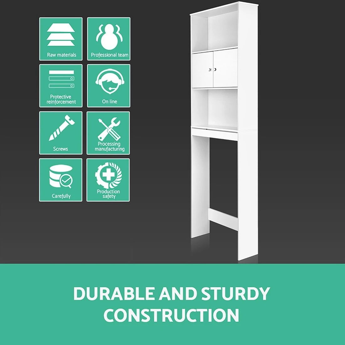 6 Artiss Bathroom Cabinet Over the Toilet Storage Shelf - White, 6 of 10