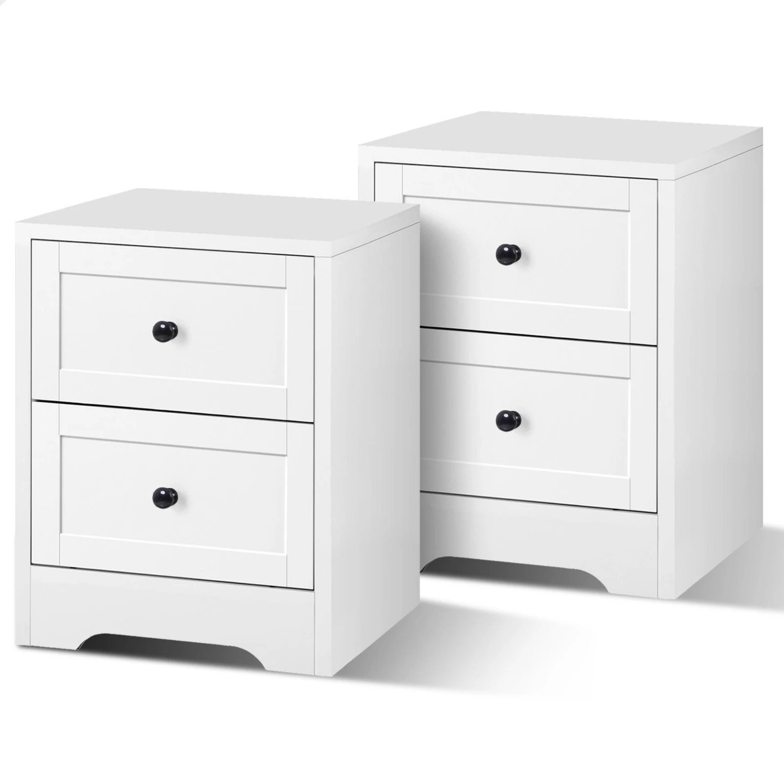 1 Alfordson 2x Bedside Table Hamptons Nightstand Storage Side End Cabinet - White, 1 of 9