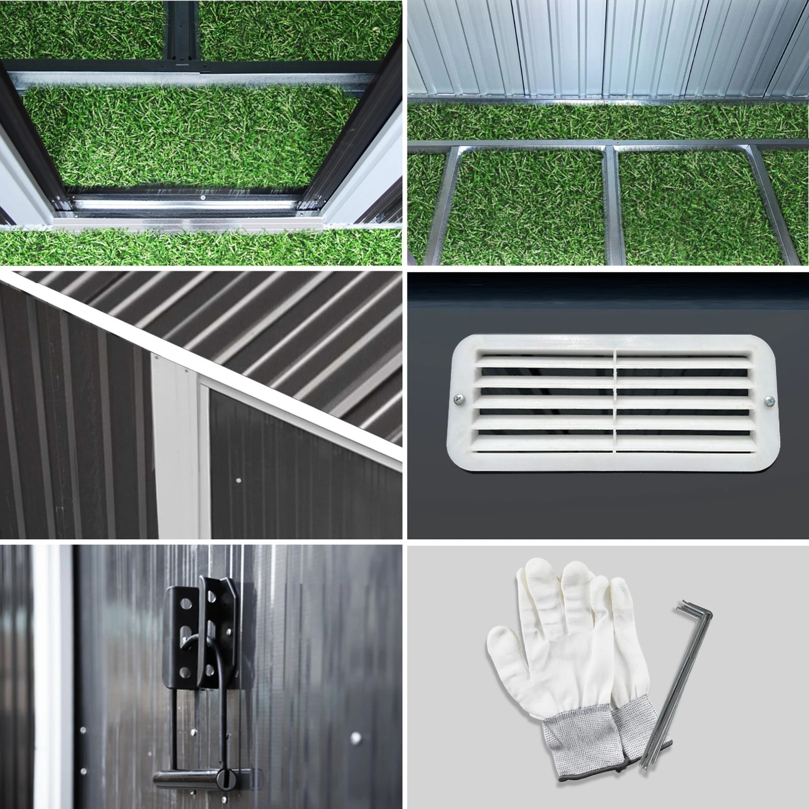5 Livsip Garden Shed Outdoor Storage Sheds 1.94x1.21M Workshop Cabin Metal Base - Grey, 5 of 8