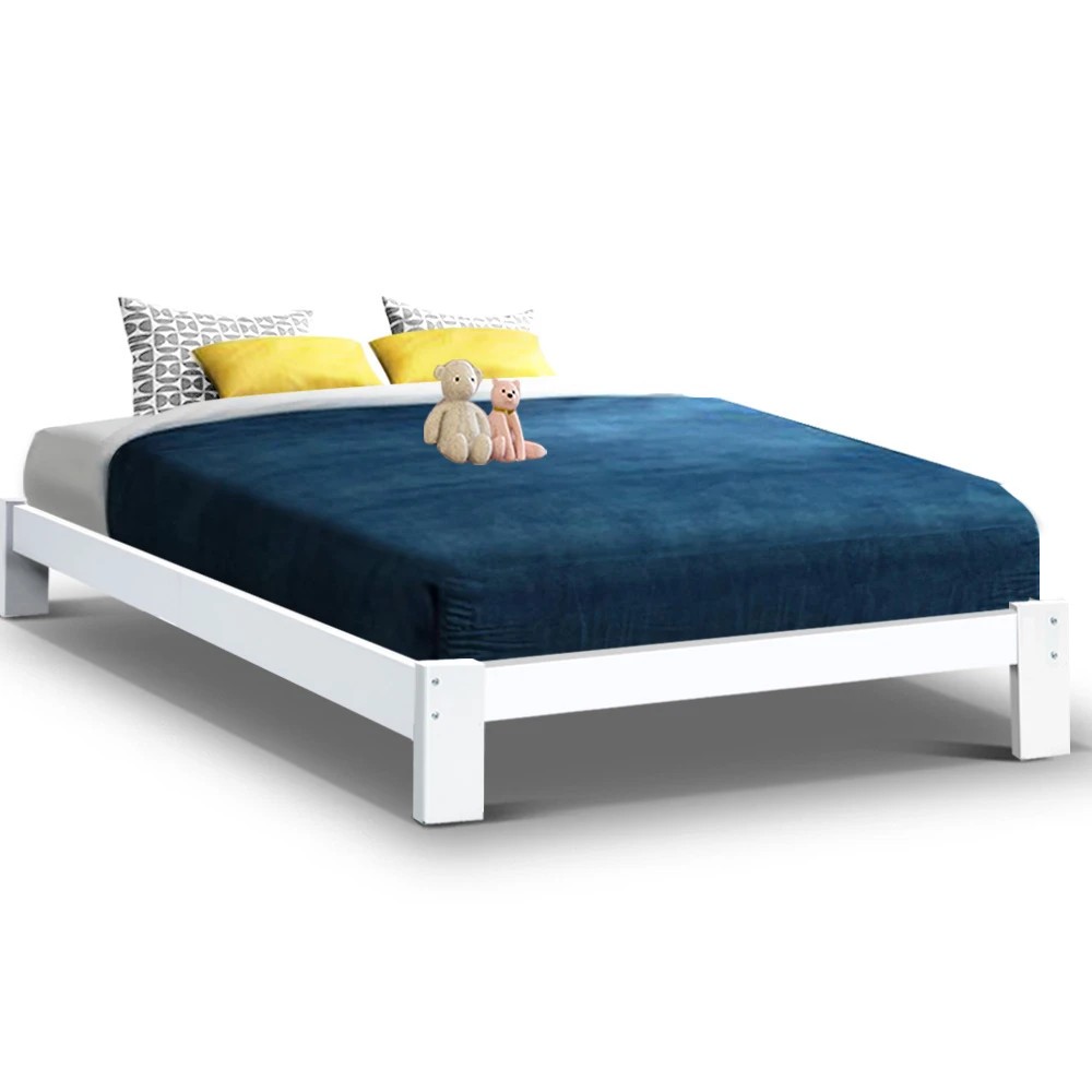 1 Artiss Bed Frame Double Size Wooden - White, 1 of 8