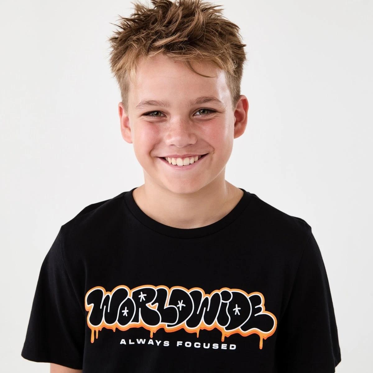 3 Short Sleeve Print T-shirt Blk Worldw, 3 of 8