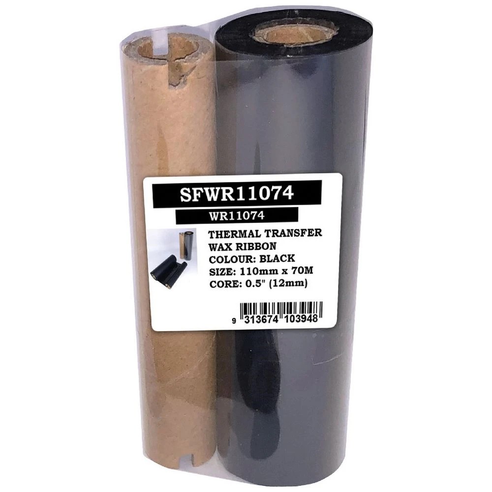 1 Stock Forms Wax Ribbon 110mm x 74m Black, 1 of 1