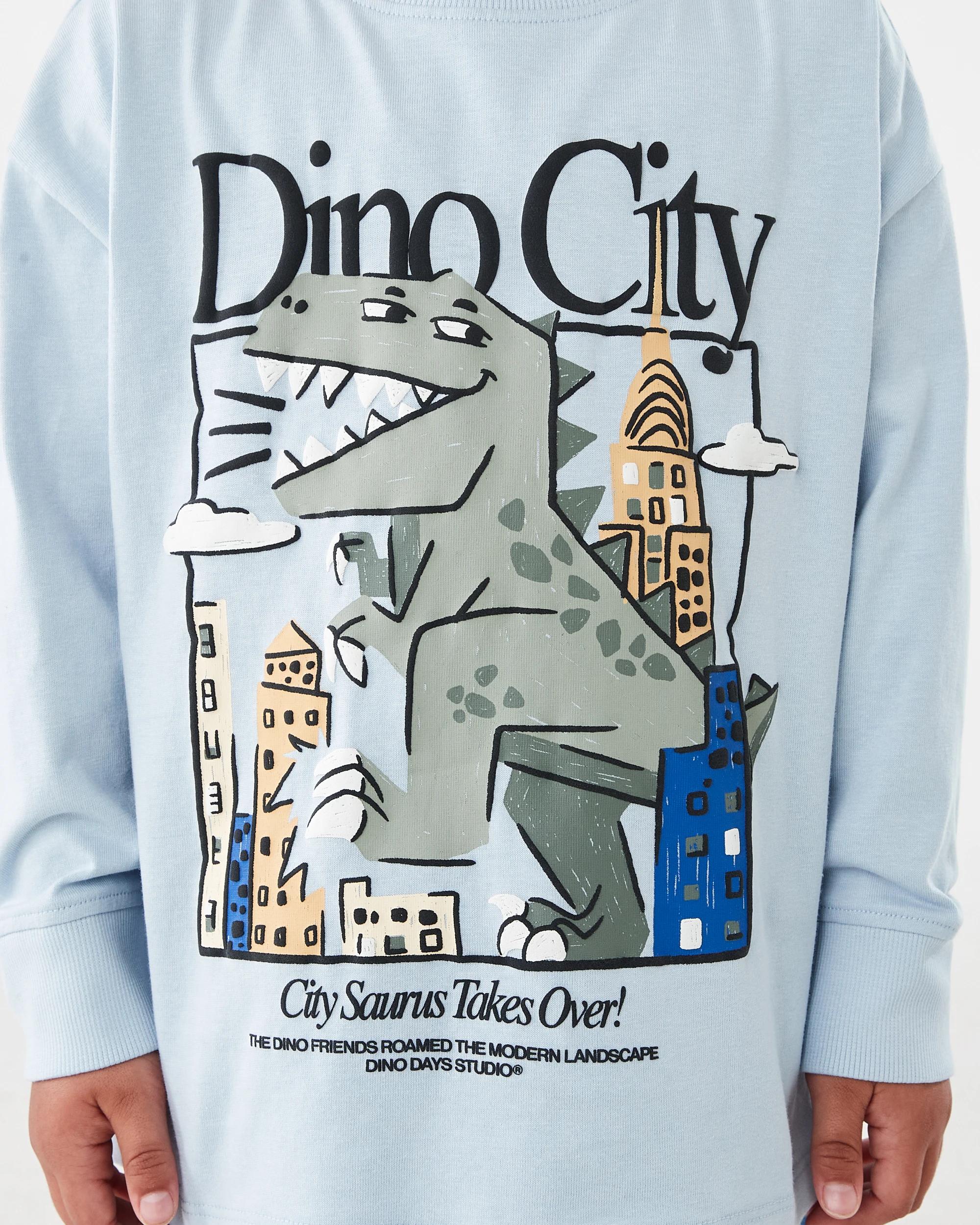 5 Long Sleeve Oversized T-shirt Blu Dino, 5 of 8