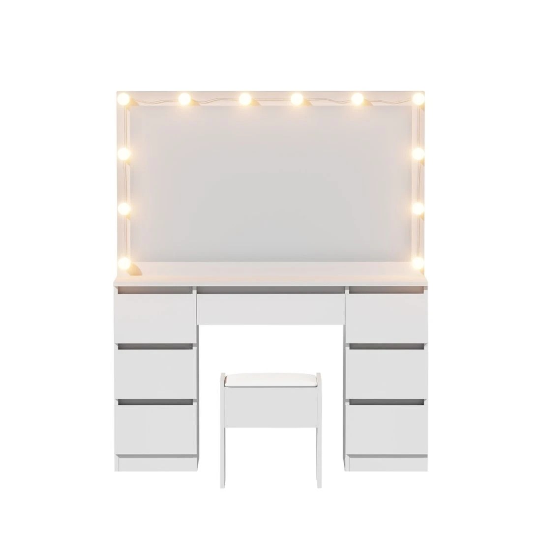 4 Artiss Dressing Table Vanity Desk Set Stool 12 Led Bulbs - White, 4 of 7