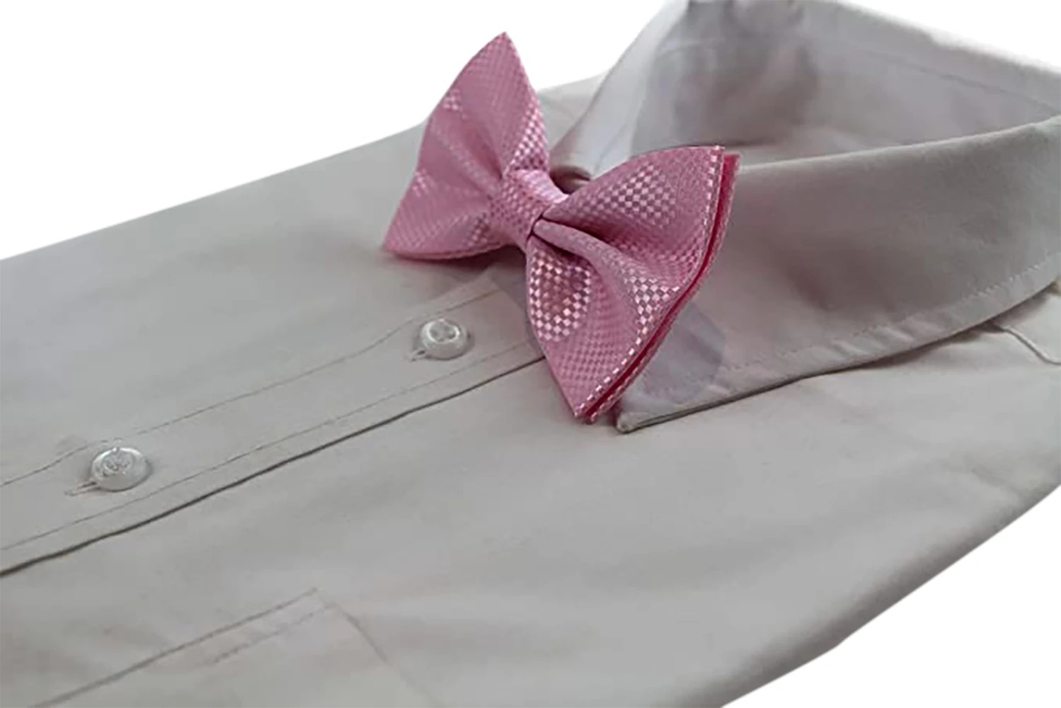 4 Zasel Mens Baby Pink Disco Shine Checkered Patterned Bow Tie - Pink, 4 of 4