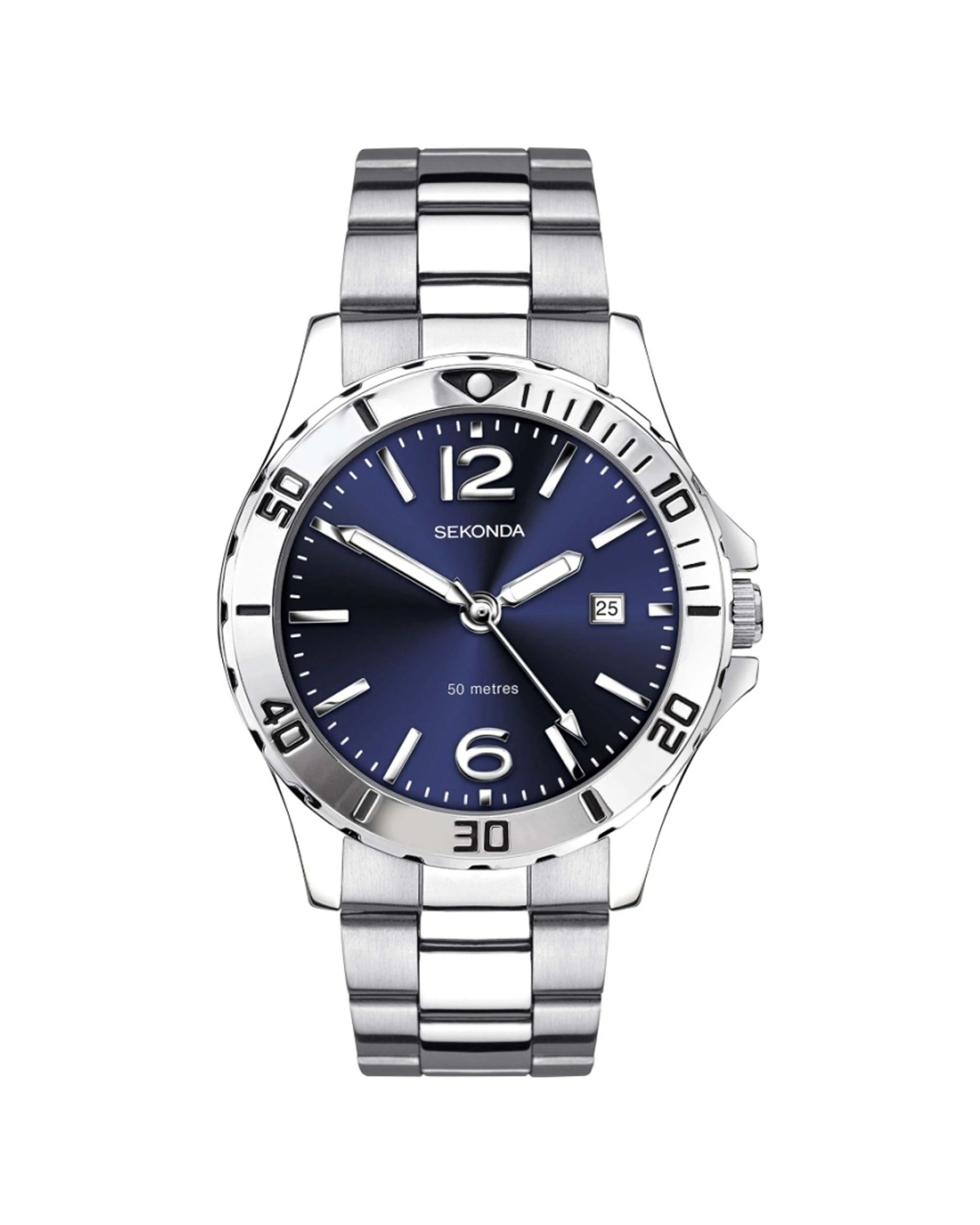 1 Sekonda Men's Silver Metal Bracelet 46mm Watch 5 ATM Water Resistant, 1 of 1