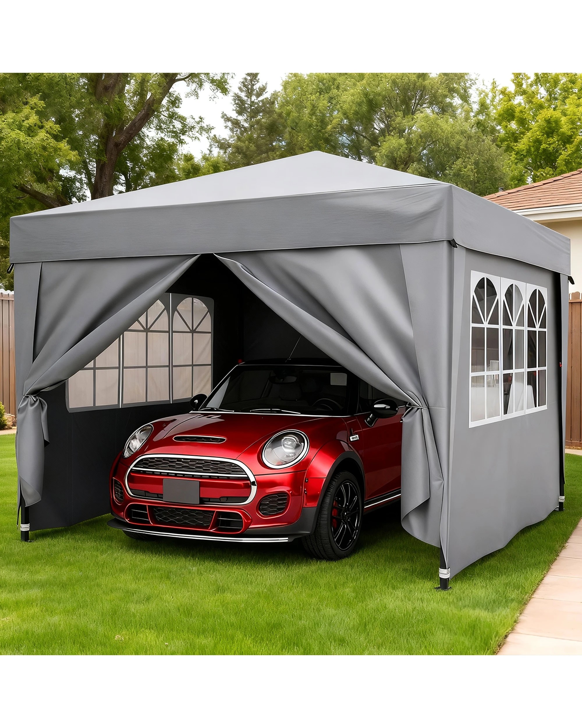 5 Advwin Gazebo Marquee 3x3m Folding Pop-up Canopy with Sidewalls - Gray, 5 of 8