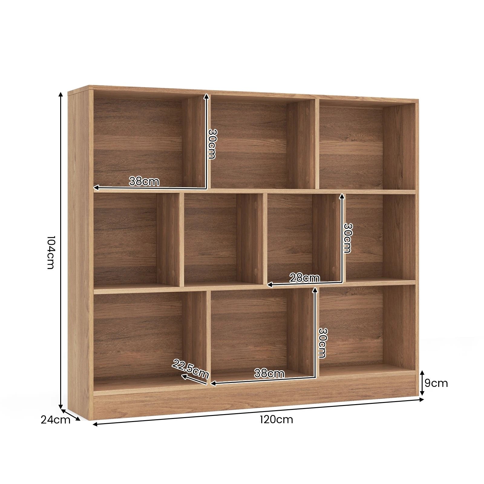 4 Costway 3-Tier Open Storage 10-Cube Bookshelf Storage Wooden Display Shelf - Natural, 4 of 4