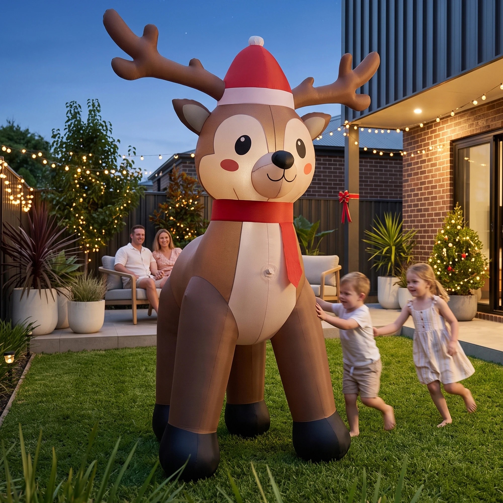8 Jingle Jollys Christmas Inflatable Reindeer 2.5M Illuminated Decorations - Brown, 8 of 9