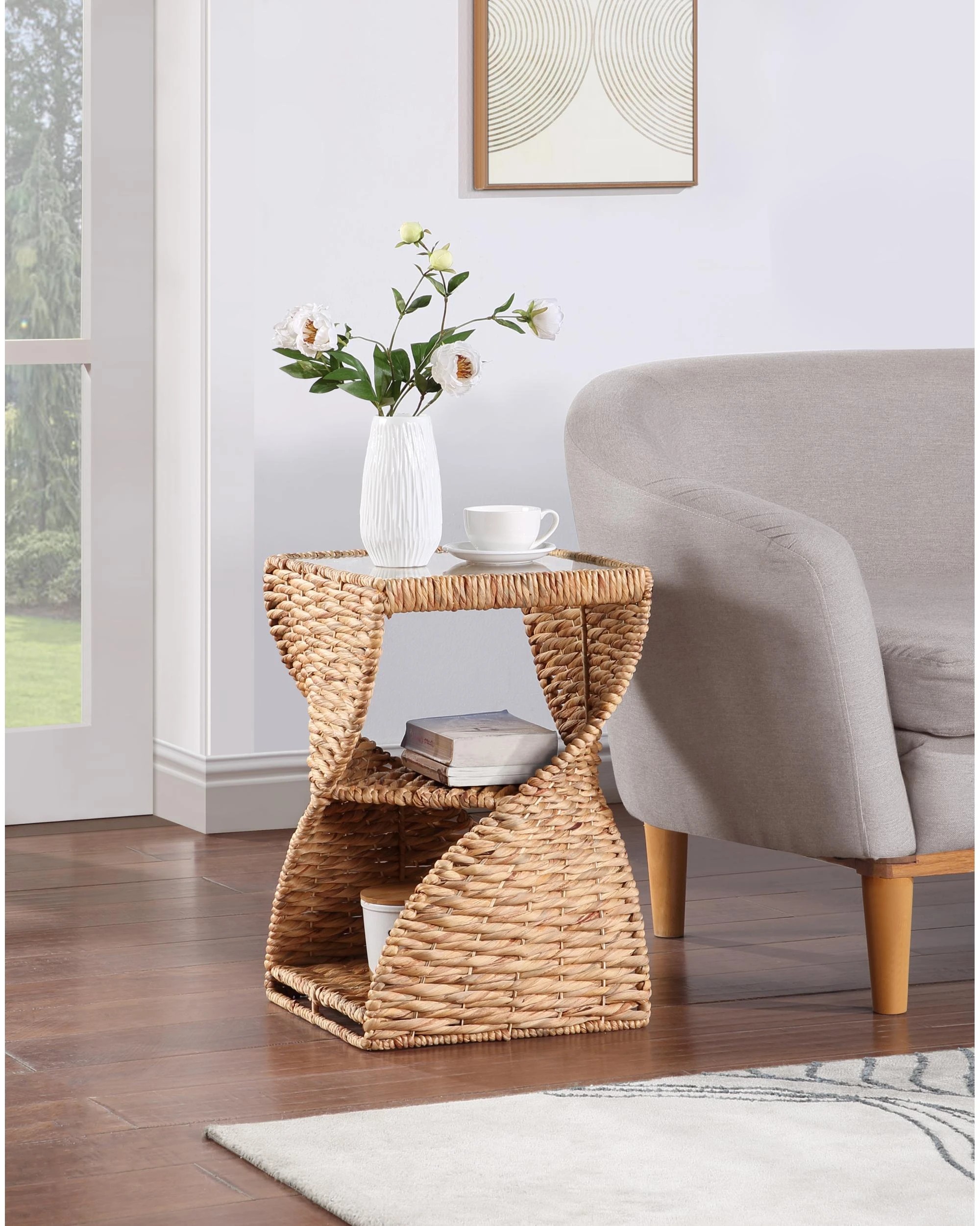 2 Kodu Side Table Spiral Base Woven - Natural, 2 of 6