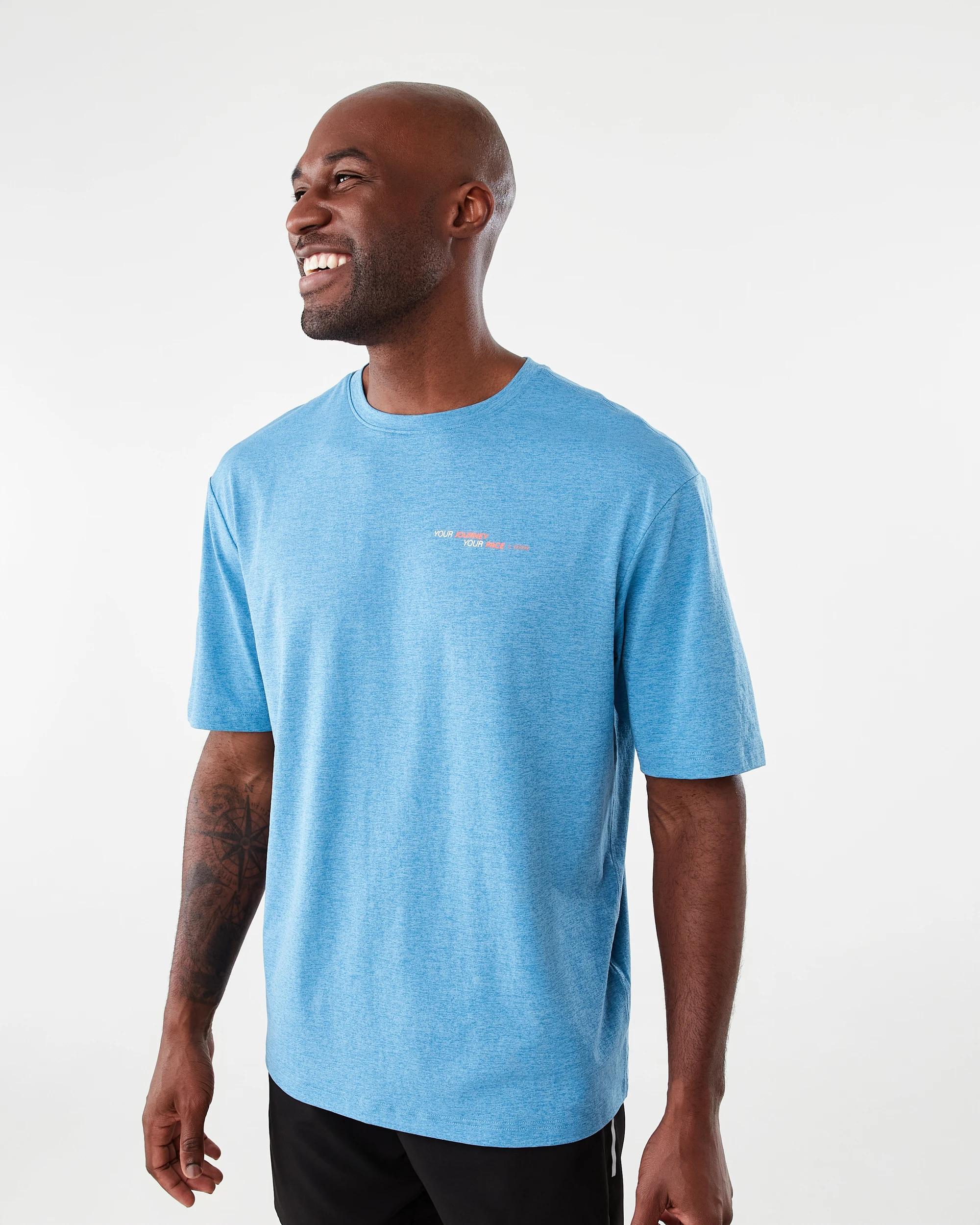 2 Active Mens Oversized Graphic T-shirt Blu Marble, 2 of 7