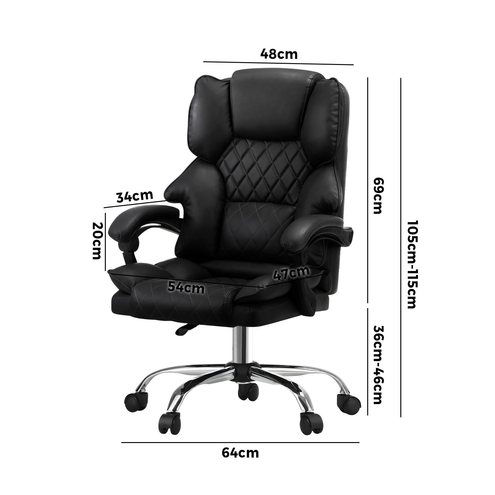 2 Oikiture Massage Office Chair Computer Racer PU Leather Seat Recliner - Black, 2 of 3