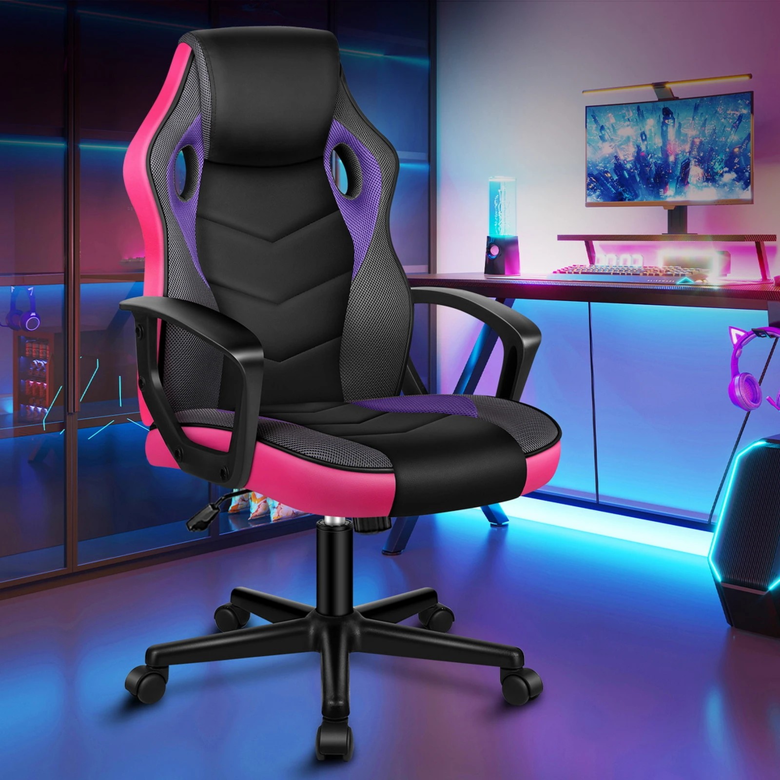 9 Alfordson Gaming Chair Racing Office Executive Computer Seat Work - Purple, 9 of 9