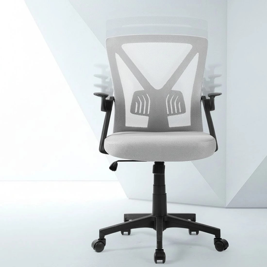 4 Artiss 2x Mesh Office Chair Mid Back - Grey, 4 of 6