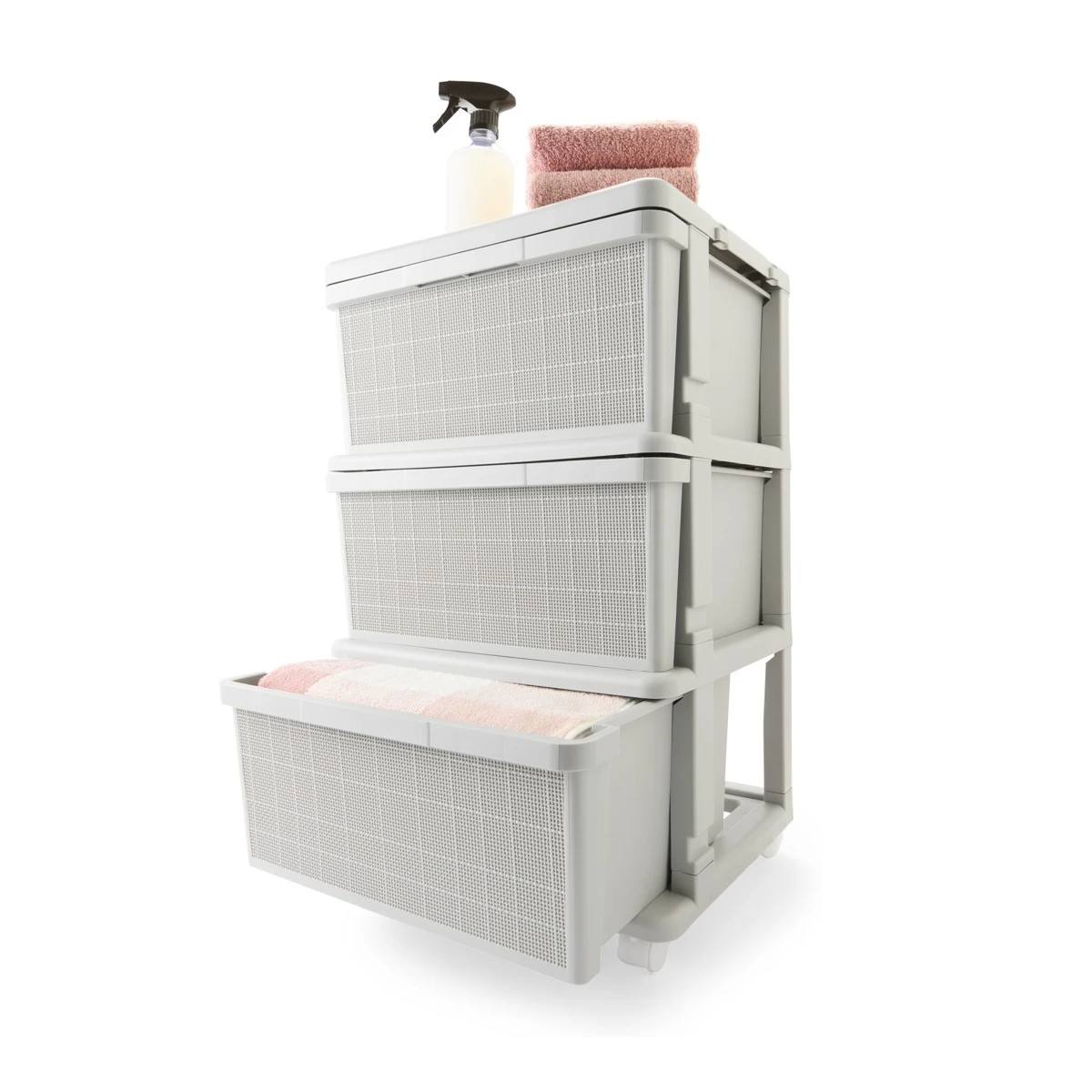 1 Linen Weave 3 Drawer Unit - Grey, 1 of 8