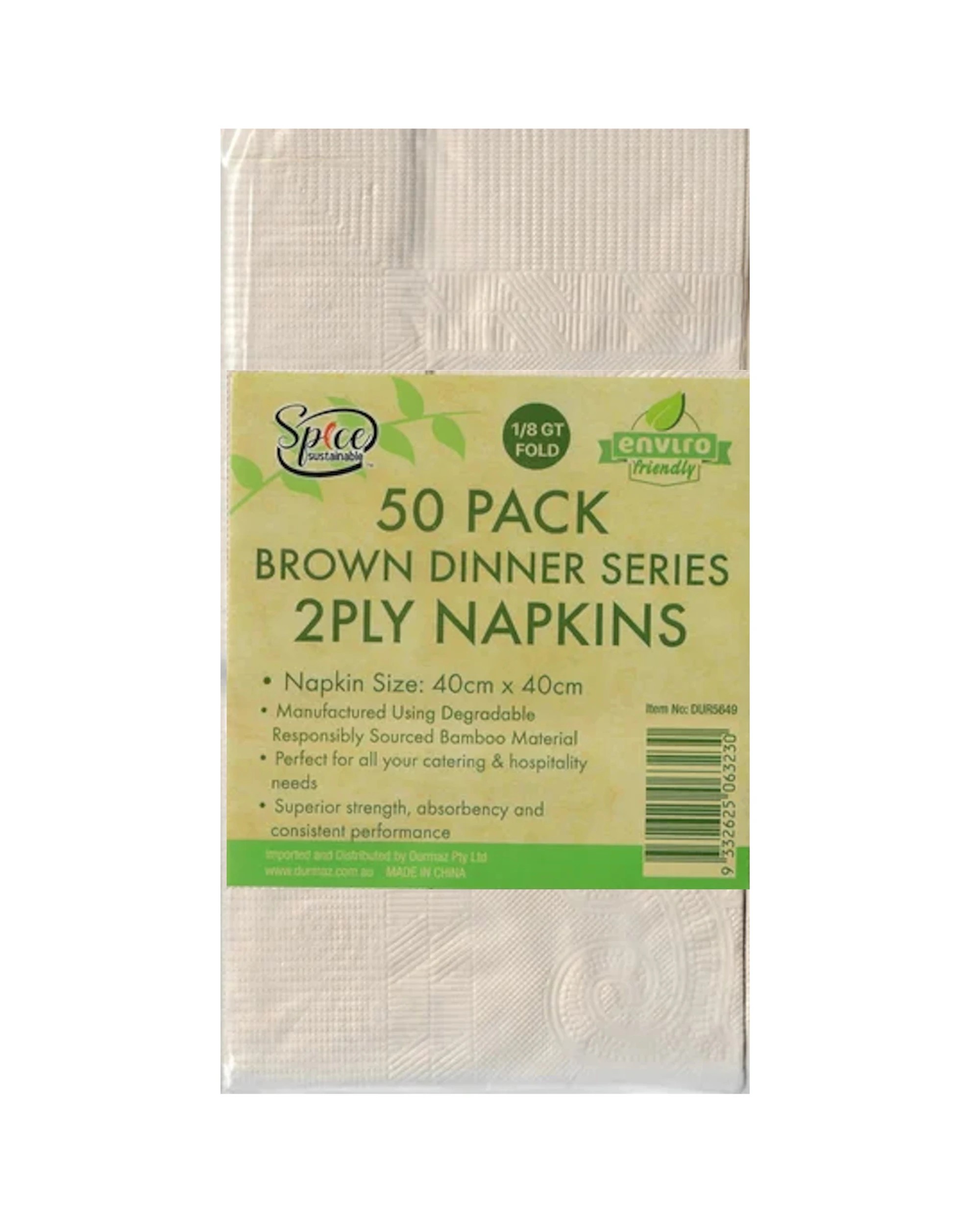 1 Spice Sustainable Eco Brown Dinner Napkins 1/8 GT Fold Bulk Pack of 50 - Brown, 1 of 1