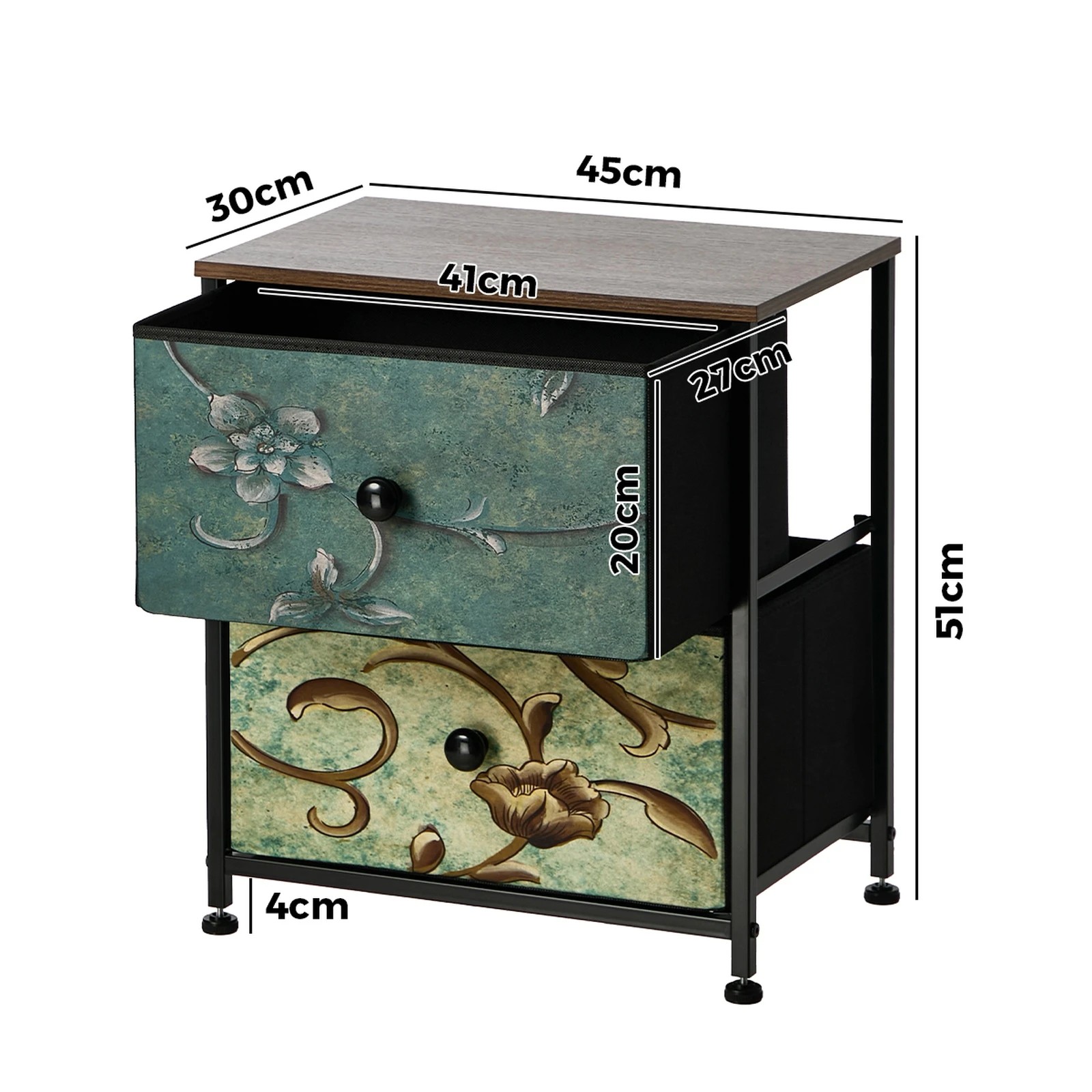 2 Oikiture 2pc Bedside Tables Fabric Storage Cabinet 2 Drawers Dresser Nightstand - Multi, 2 of 7