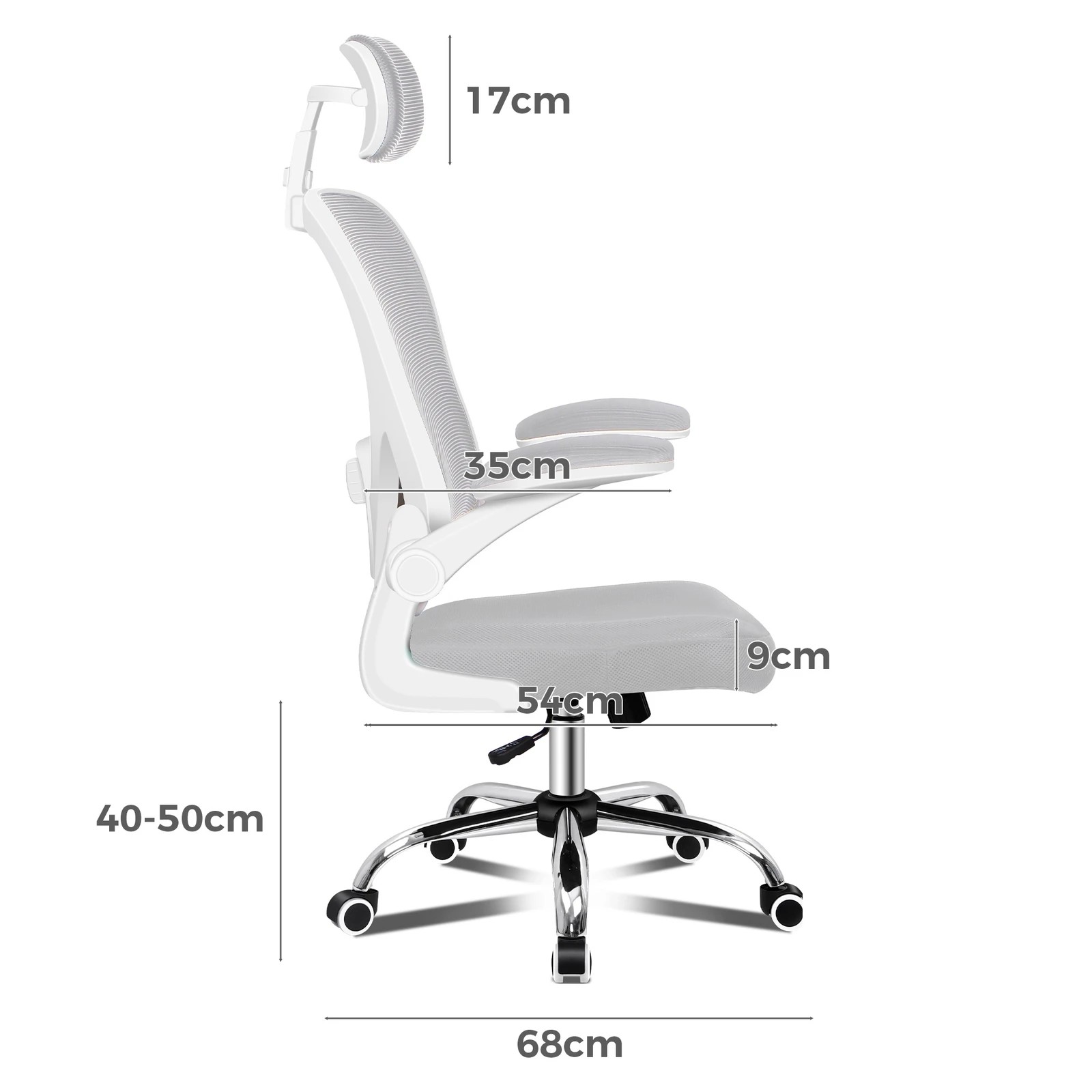 7 Alfordson Mesh Office Chair Executive Computer Gaming Fabric Seat - Grey White, 7 of 10