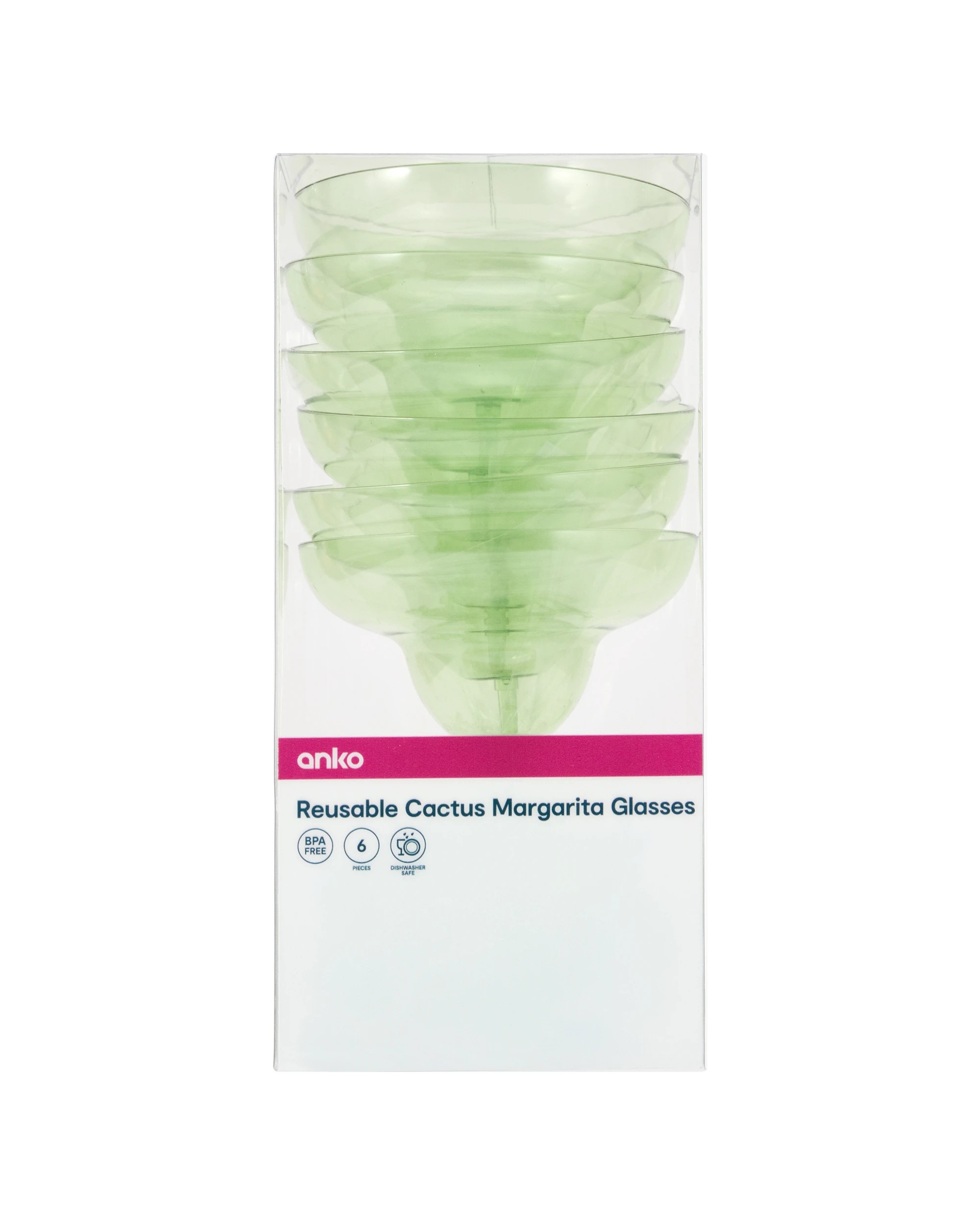 5 6 Piece Reusable Cactus Margarita Glasses, 5 of 5