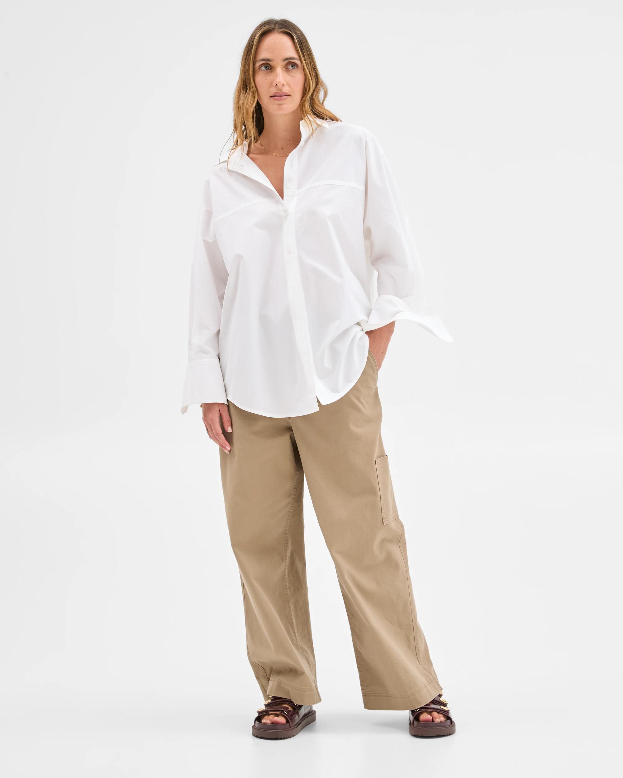 1 Target Australian Cotton Long Sleeve Seam Shirt WHITE, 1 of 6