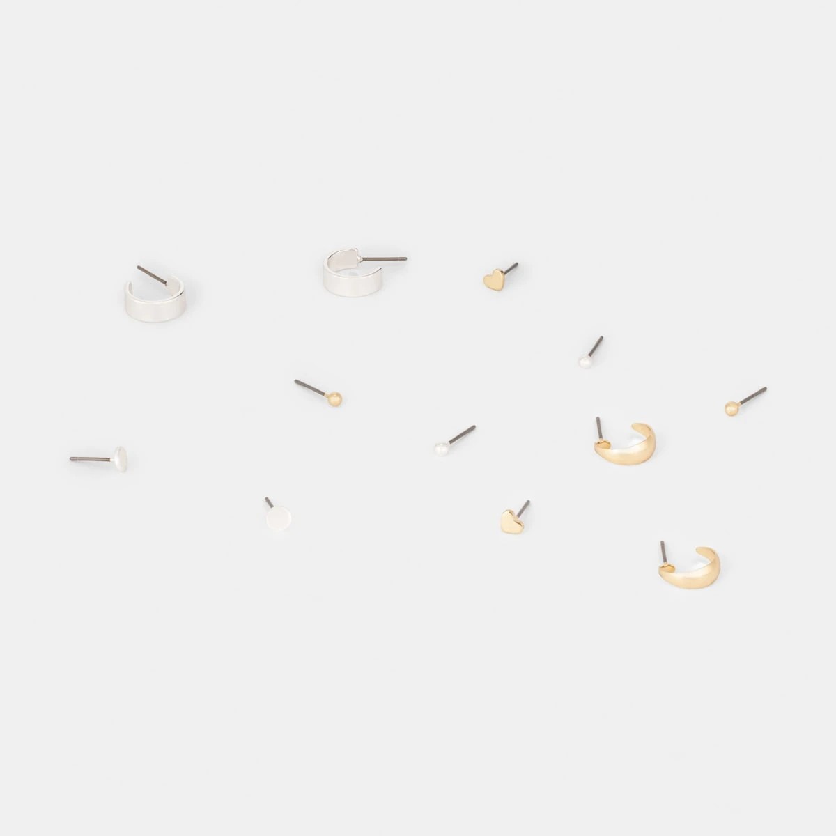 3 6 Pack Small Hoop and Stud Earrings - Silver and Gold Tone, 3 of 5
