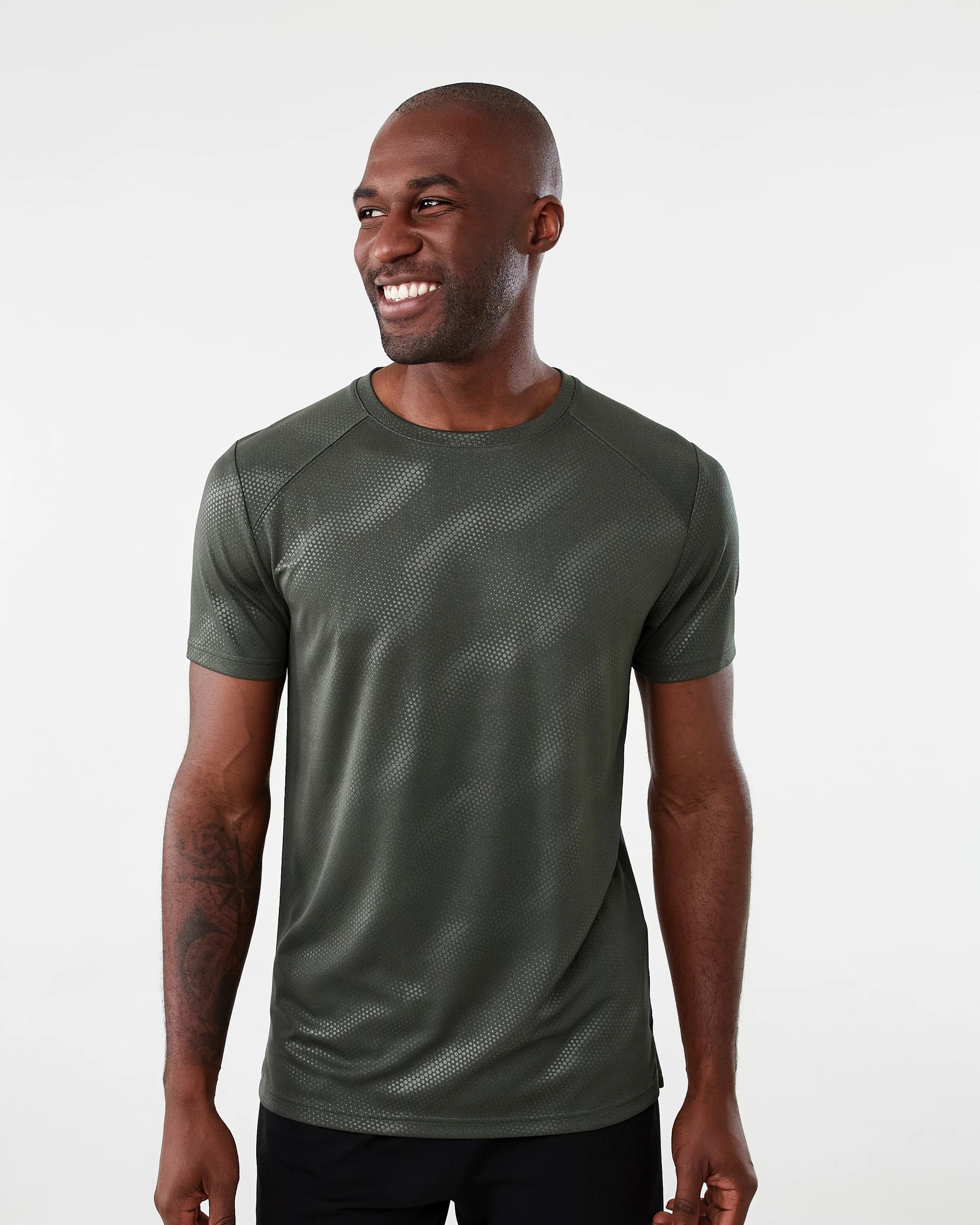 1 Active Mens Printed T-shirt Geo Green, 1 of 6