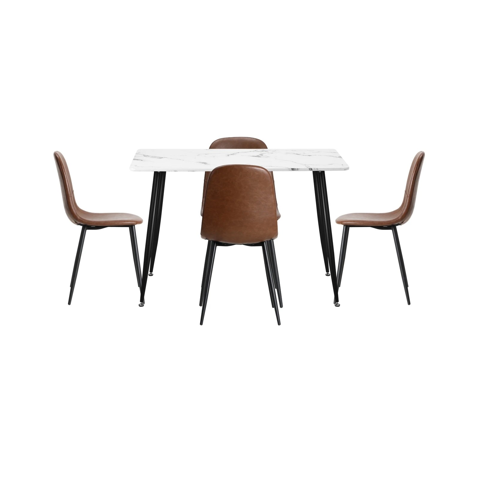 7 Oikiture 120cm Rectangle Dining Table with 4PCS Dining Chairs PU - Brown, 7 of 9