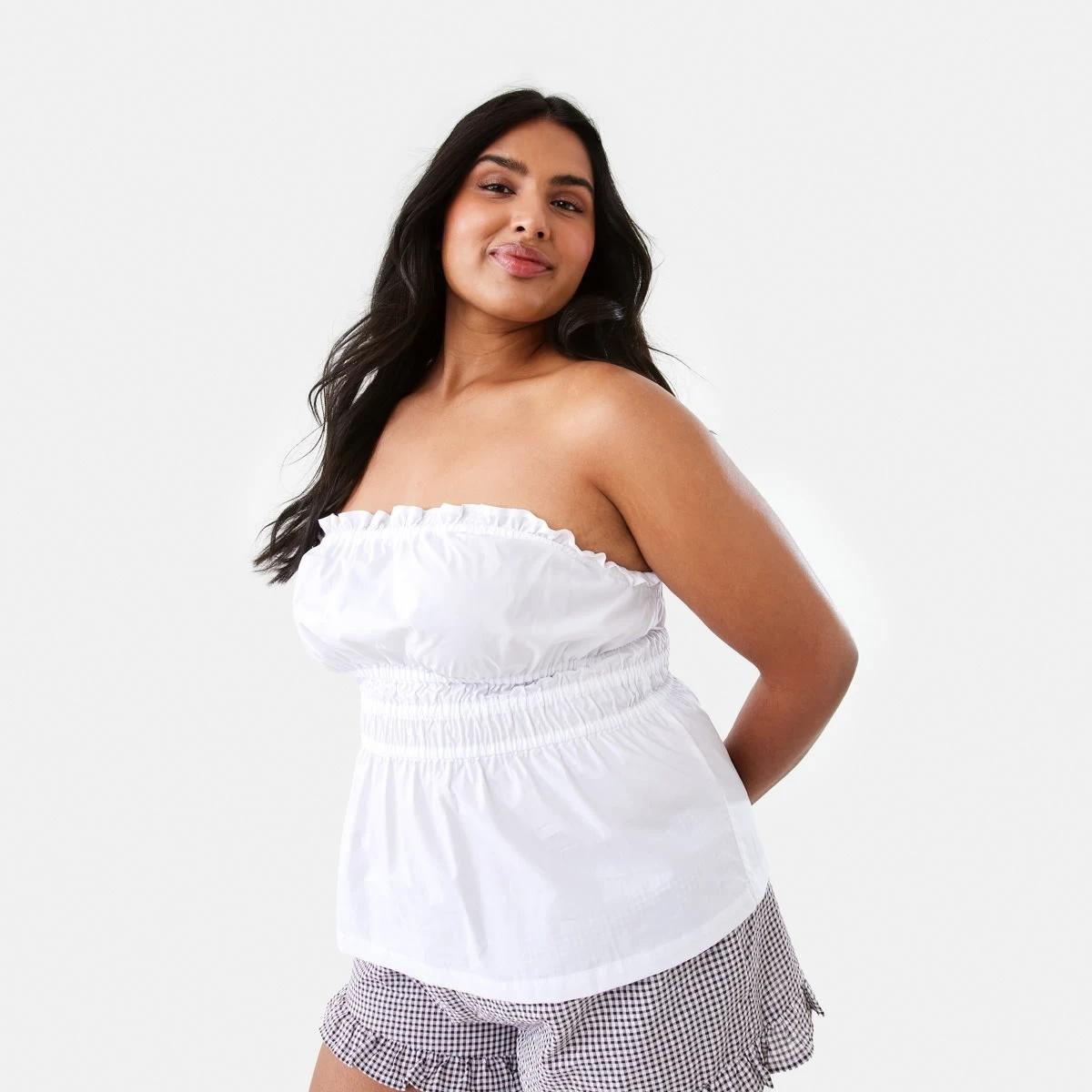 3 Strapless Ruched Top White, 3 of 8