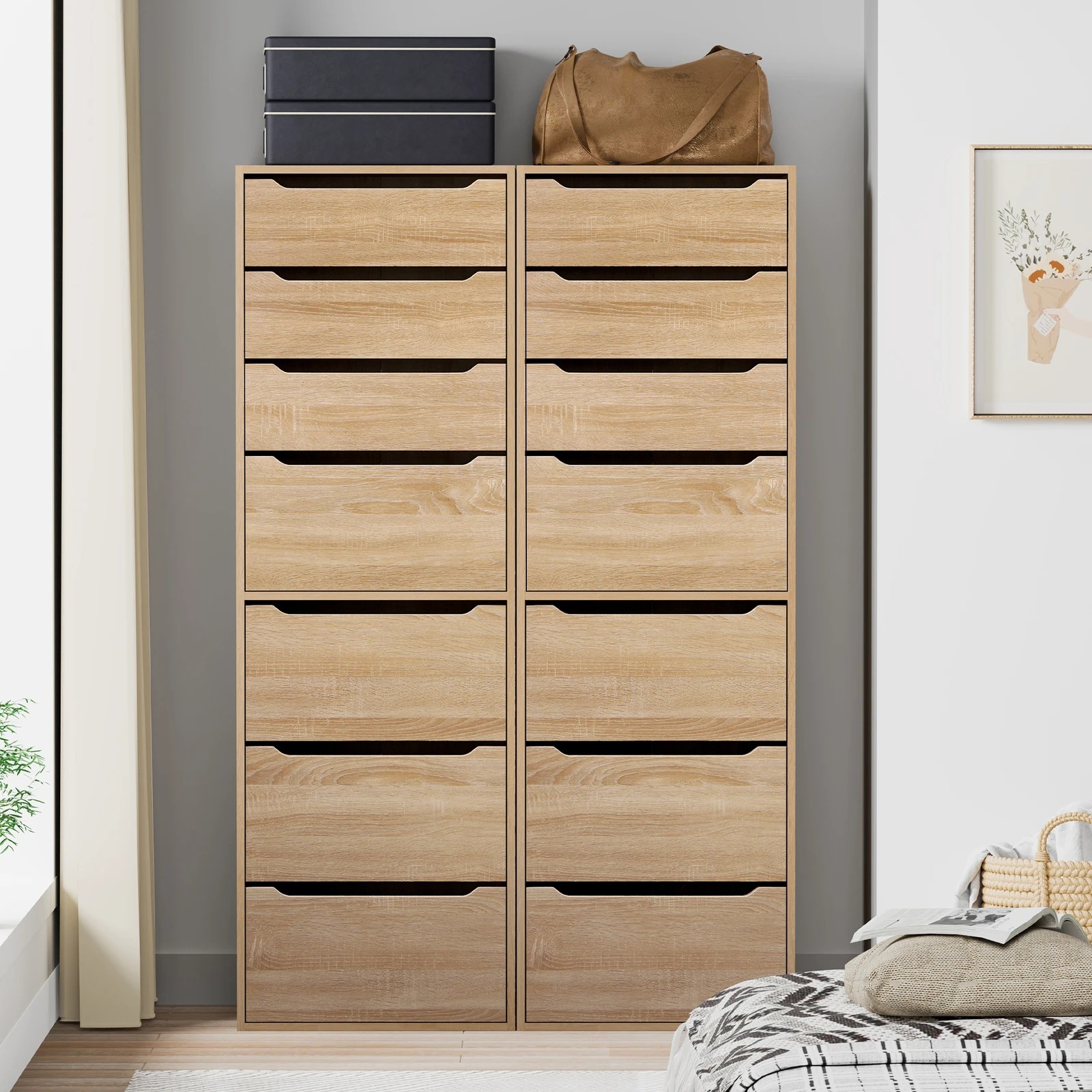 10 Alfordson Wardrobe 7 Drawers Clothes Storage Cabinet - Oak, 10 of 10