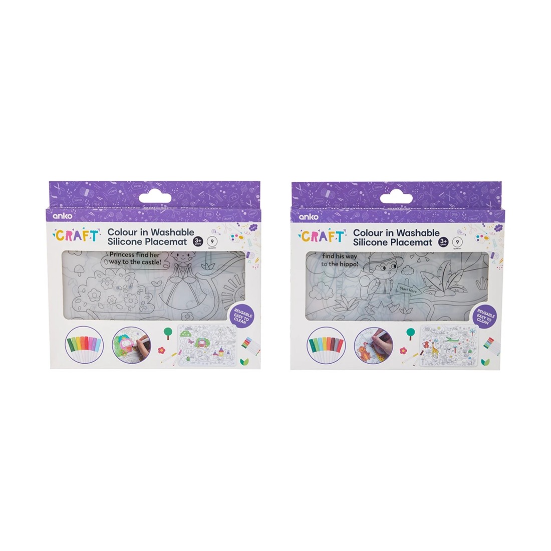 1 9 Pack Colour in Washable Silicone Placemat - Assorted, 1 of 10