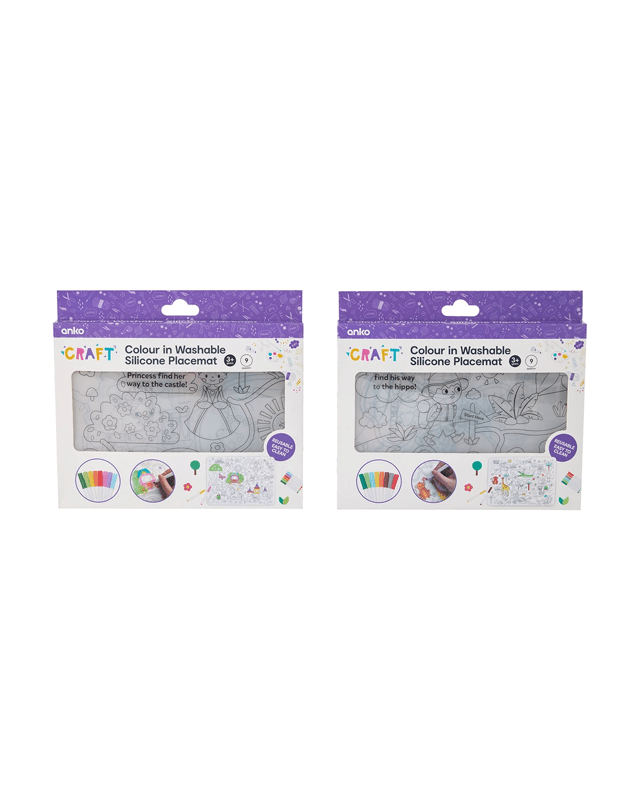 9 Pack Colour in Washable Silicone Placemat - Asso