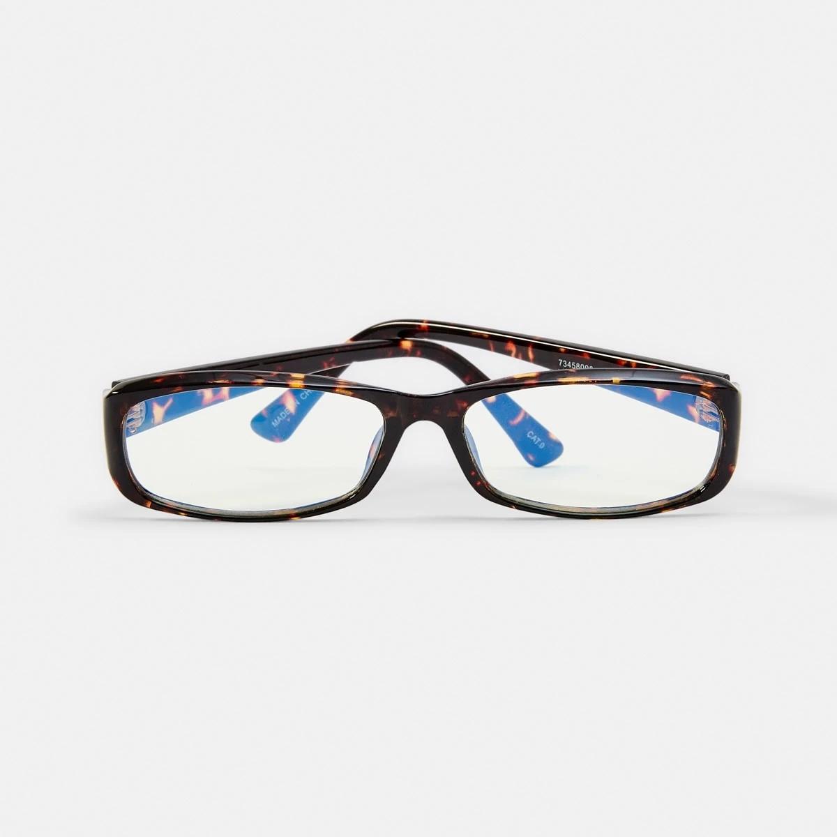 1 Womens Thin Rectangle Blue Light Glasses Tort, 1 of 7