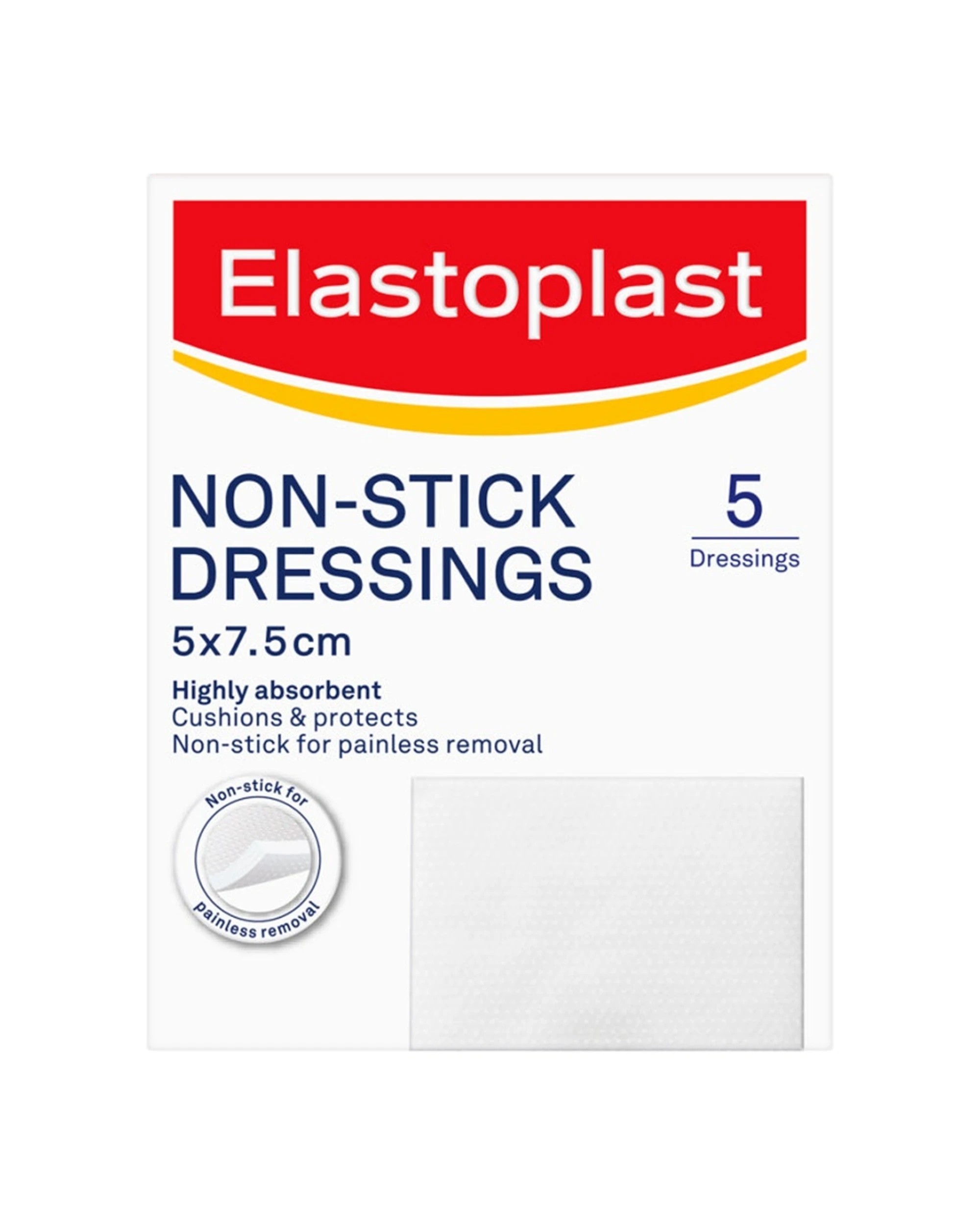 2 Elastoplast Non-Stick Dressing 5cm x 7.5cm 5 Pack - White, 2 of 3