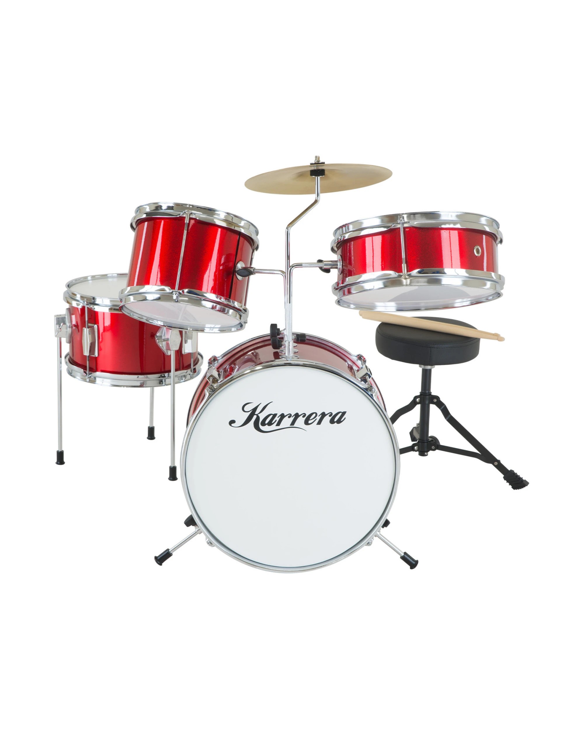 1 Karrera Kids 4pc Drum Set Kit in Red - Red, 1 of 7