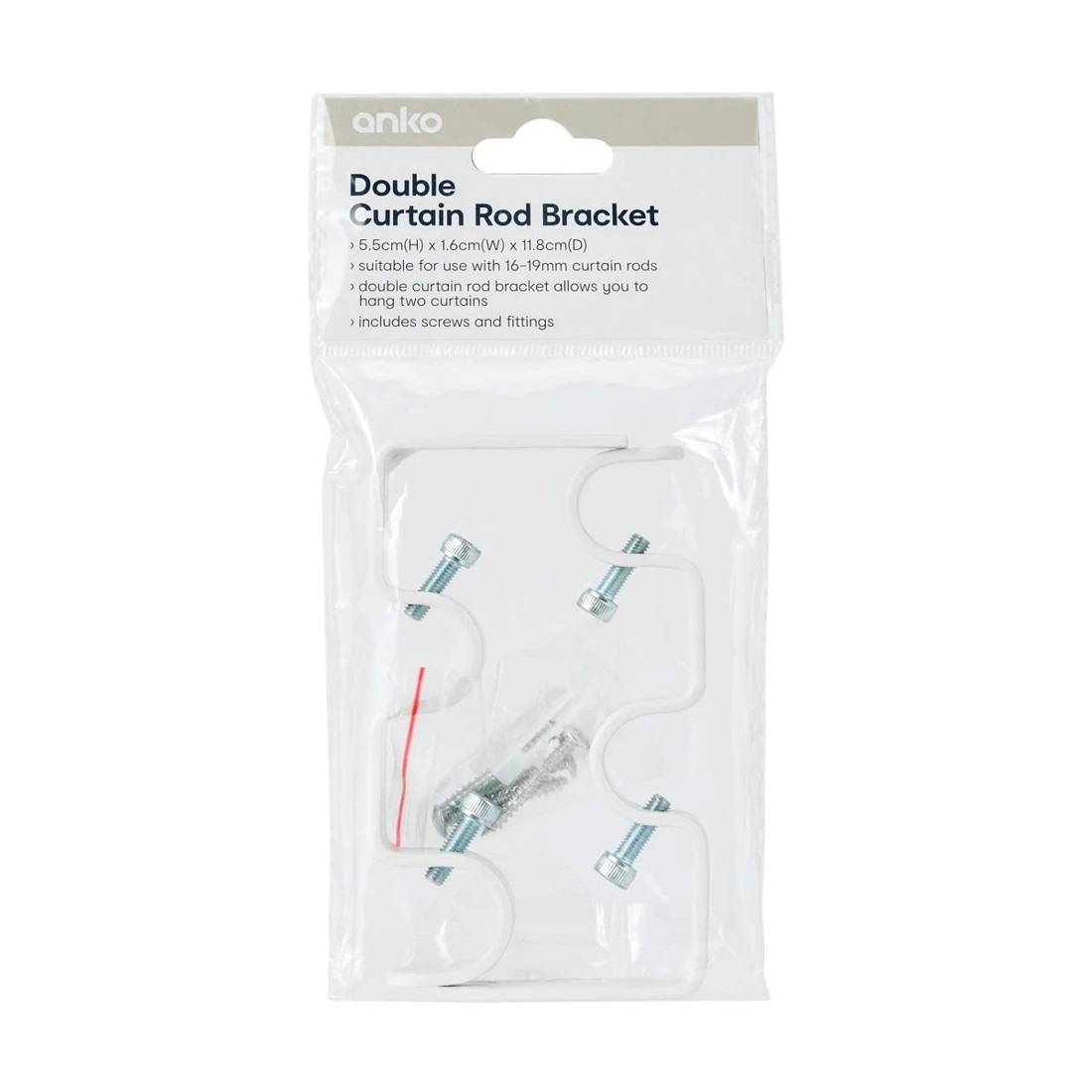 4 Double Curtain Rod Bracket - White, 4 of 4